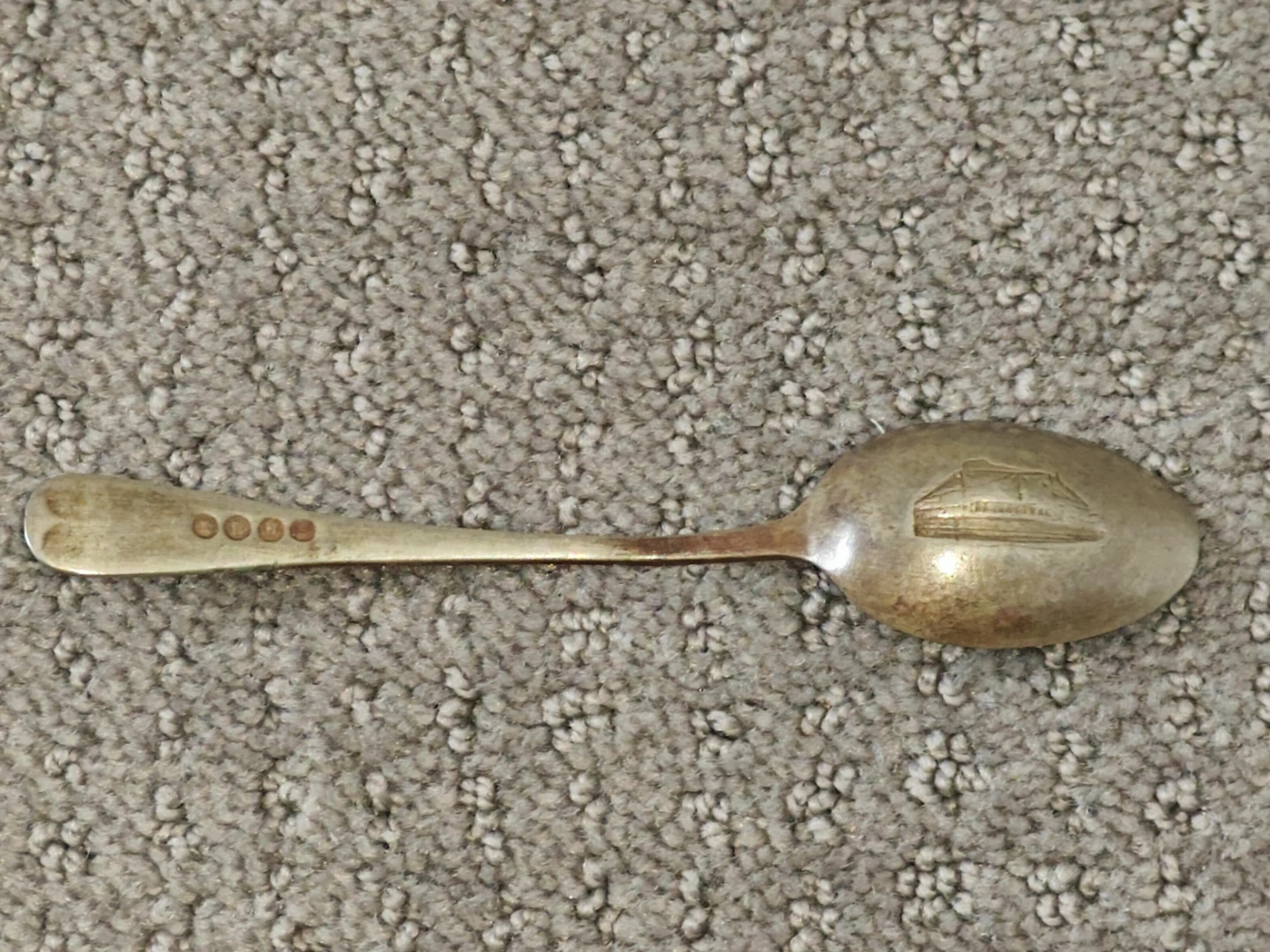 Vintage EPNS Silver Plated Souvenir Teaspoon Emboss Ship Design - photo 2