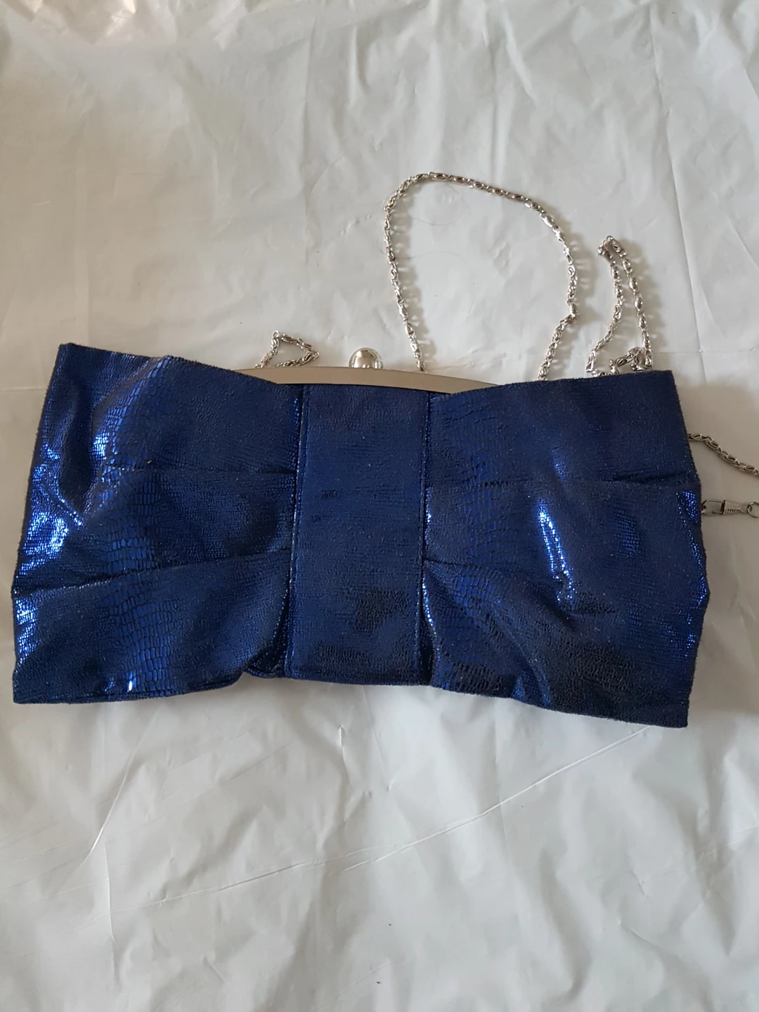 Navy Blue Clutch Purse with Chain Strap - photo 3