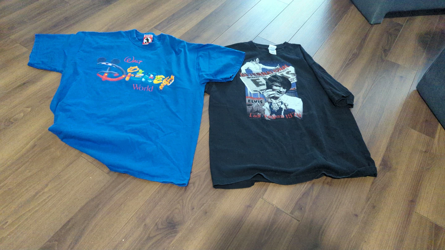 Lot of 2 Graphic T-Shirts: Disney World & Elvis Presley XL