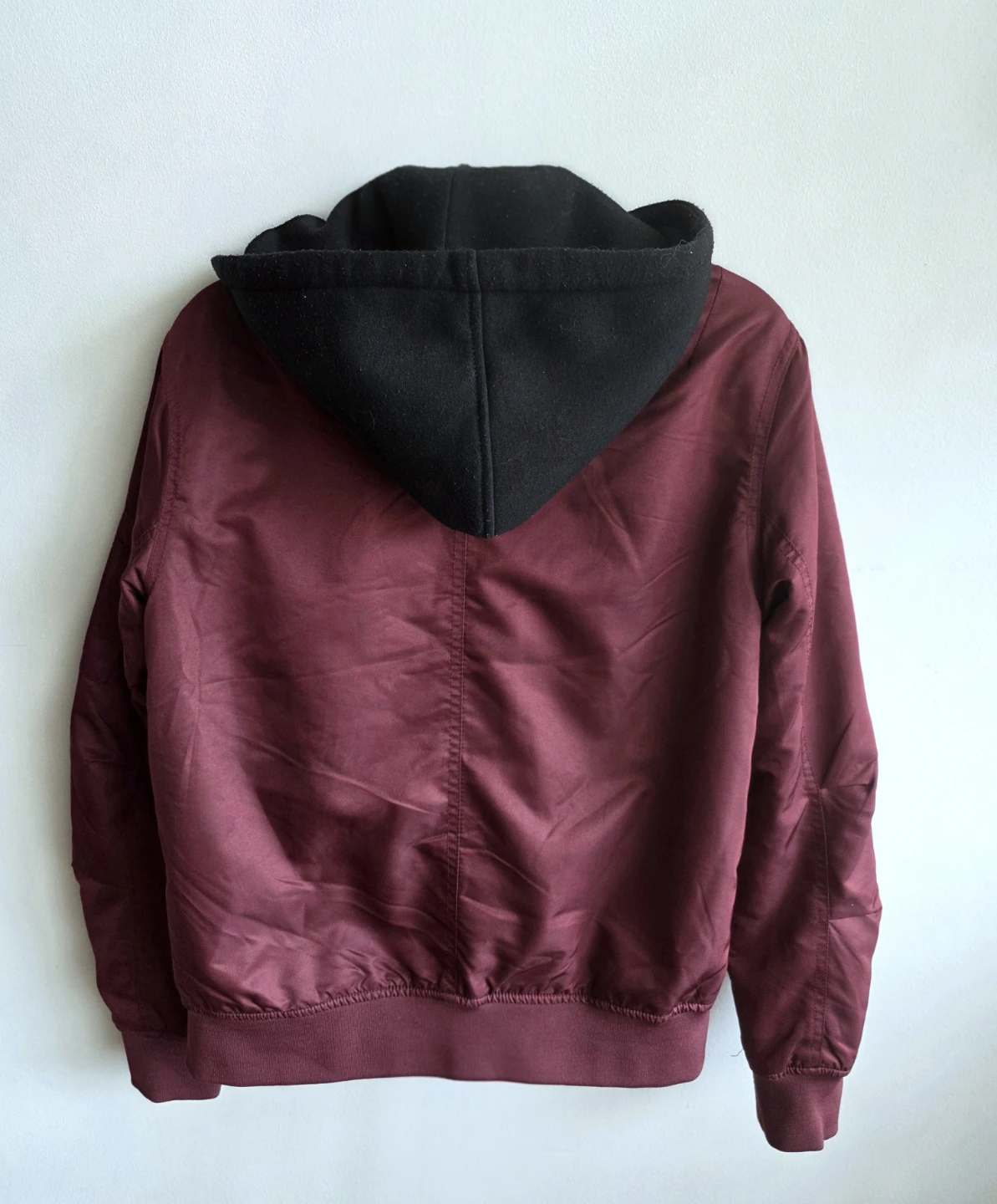 Burgundy Bomber Jacket with Black Hood - photo 3