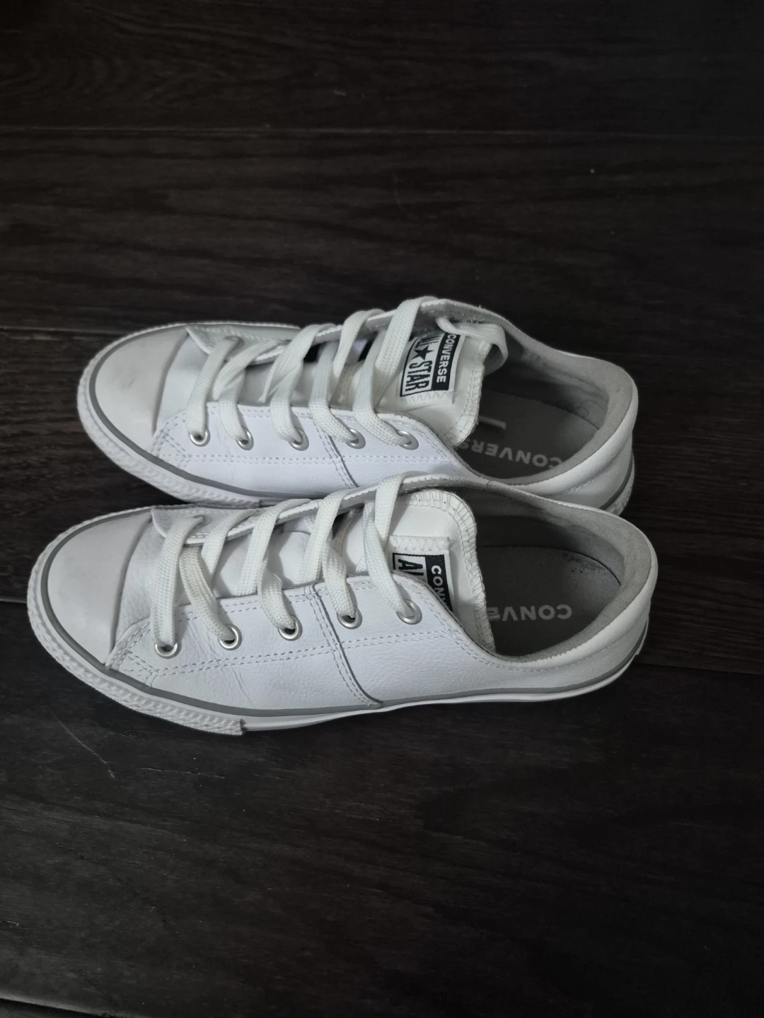 Converse All Star Junior White Leather Sneakers Size 3 Youth - photo 2