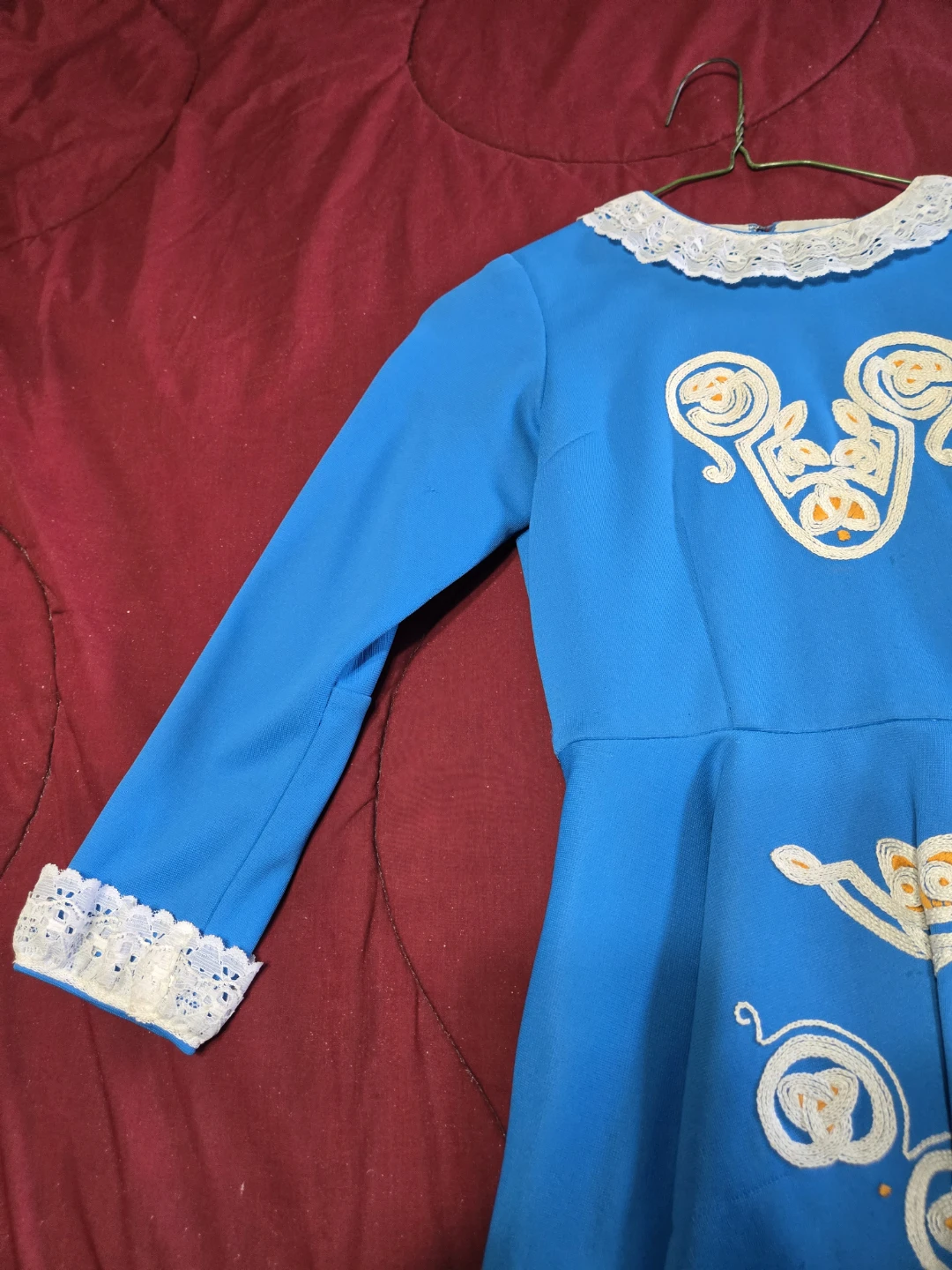 Blue Irish Dance Dress with White Trim - photo 2