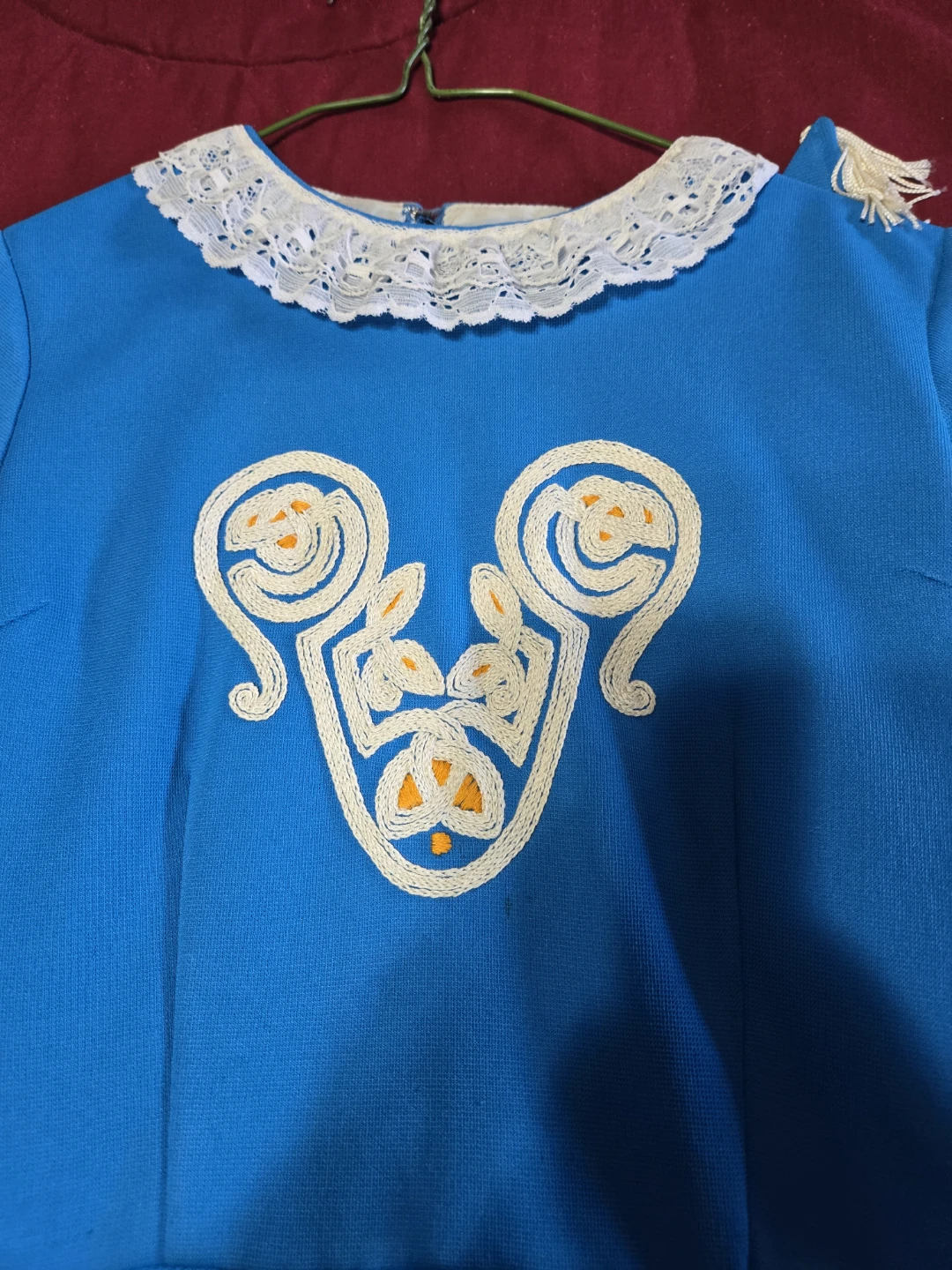 Blue Irish Dance Dress with White Trim - photo 3