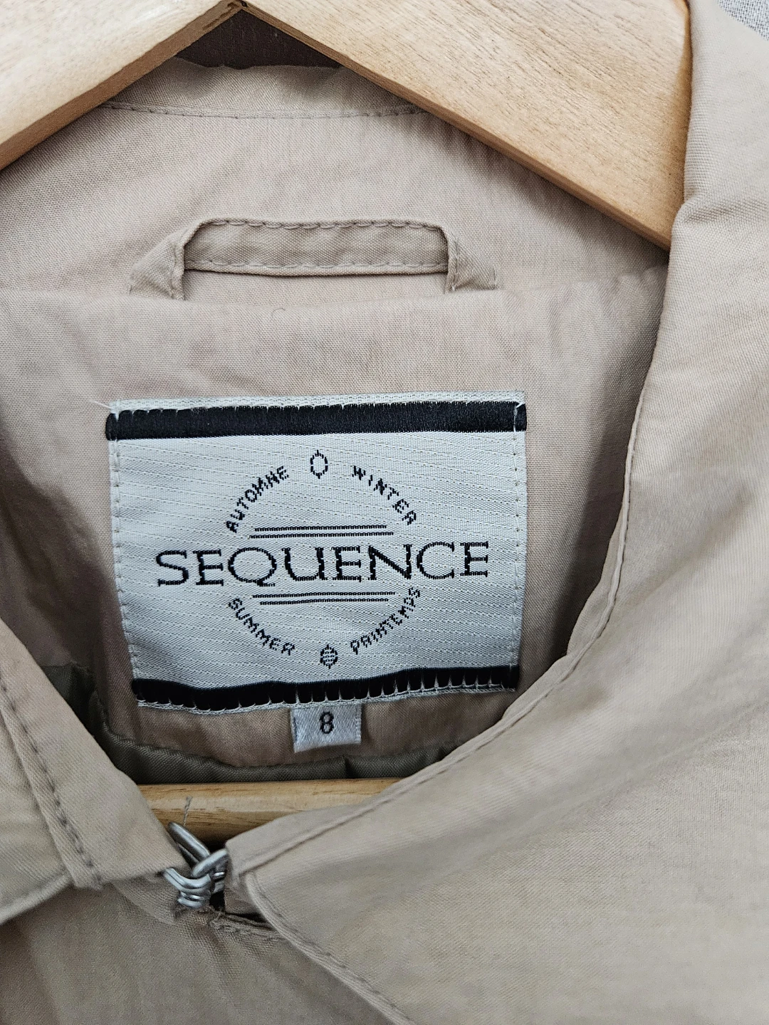 SEQUENCE Beige Trench Coat Size 8 - photo 2