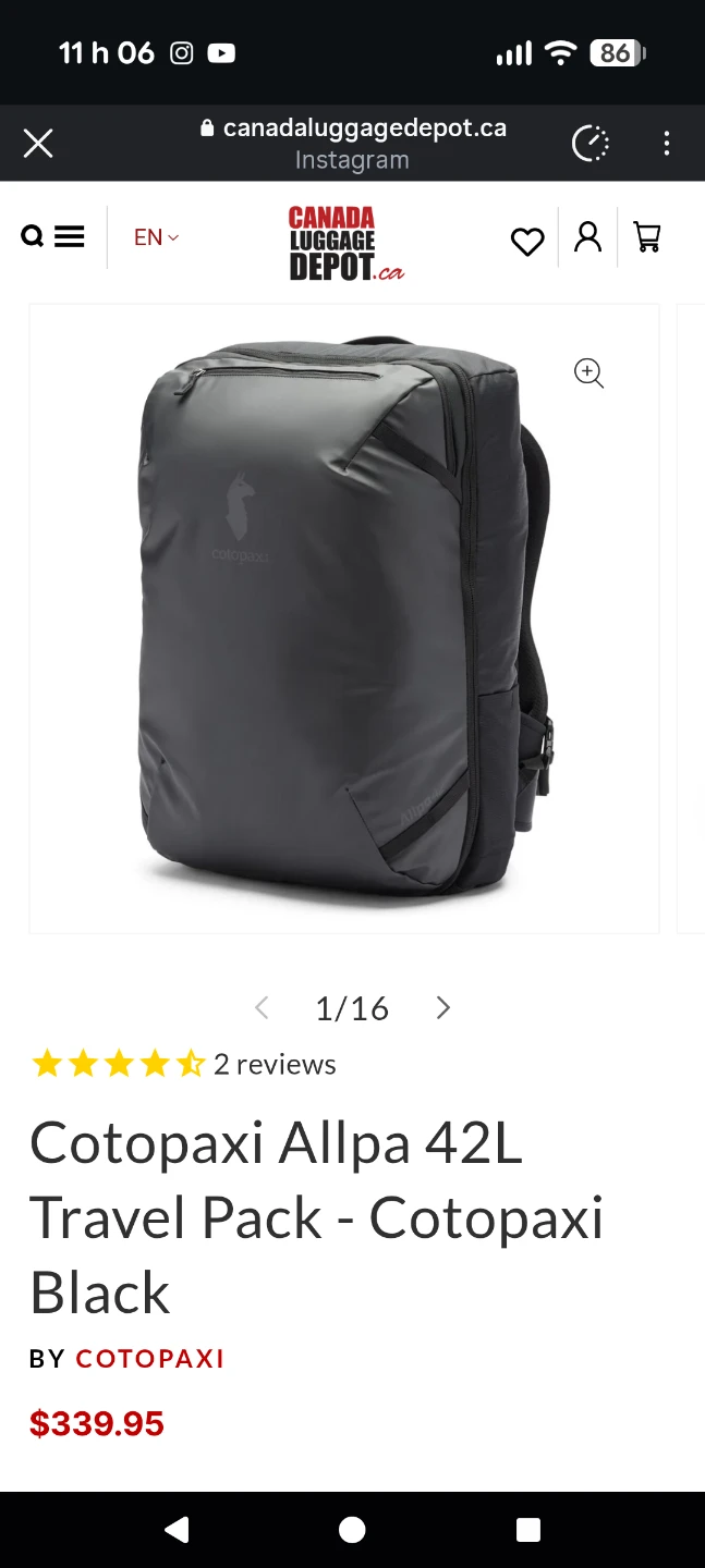 Cotopaxi Allpa 42L Travel Pack - Black