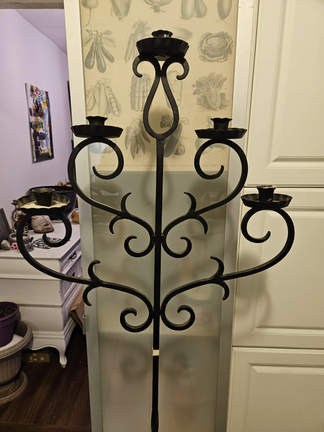 Ornate Black Metal Floor Candelabra - photo 2