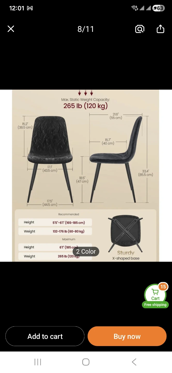 BRAND NEWWW VASAGLE Set of 4 Dining Chairs  🏆