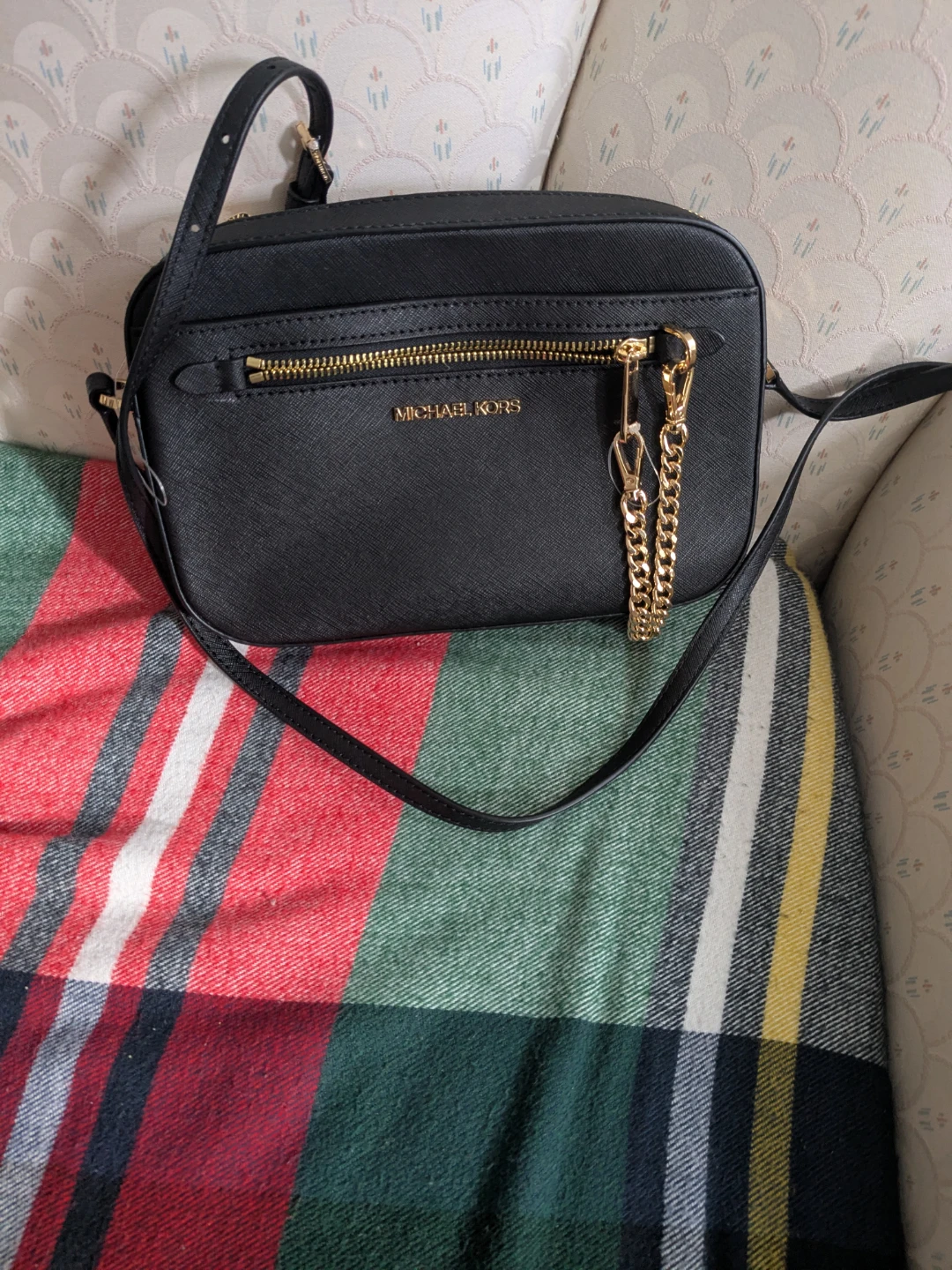 Michael Kors Black Saffiano Leather Camera Bag