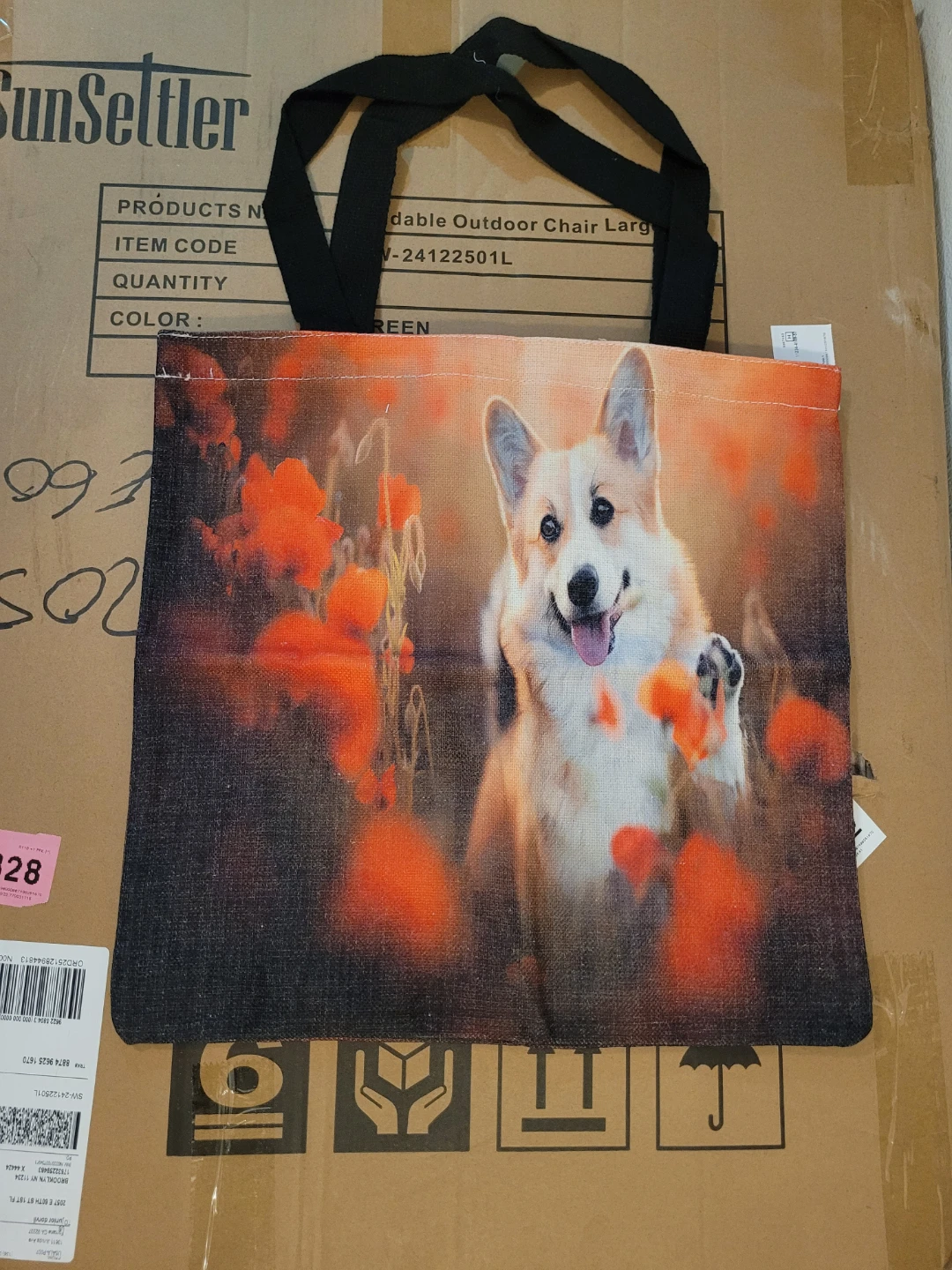 SunSettler Corgi & Poppies Tote Bag - photo 2