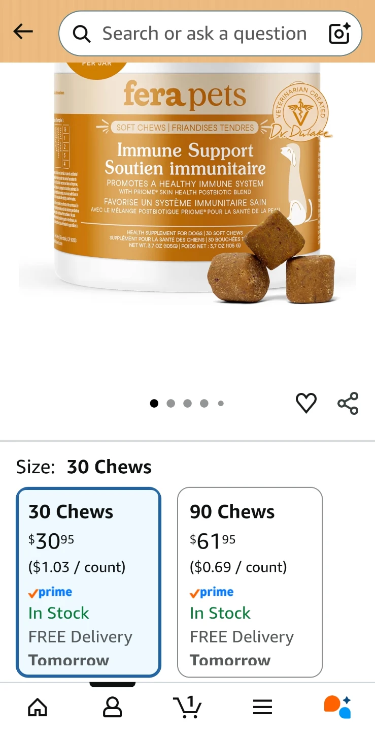 Fera Pets Allergy & Immune Soft Chews for Dogs - 30 Chews - photo 5