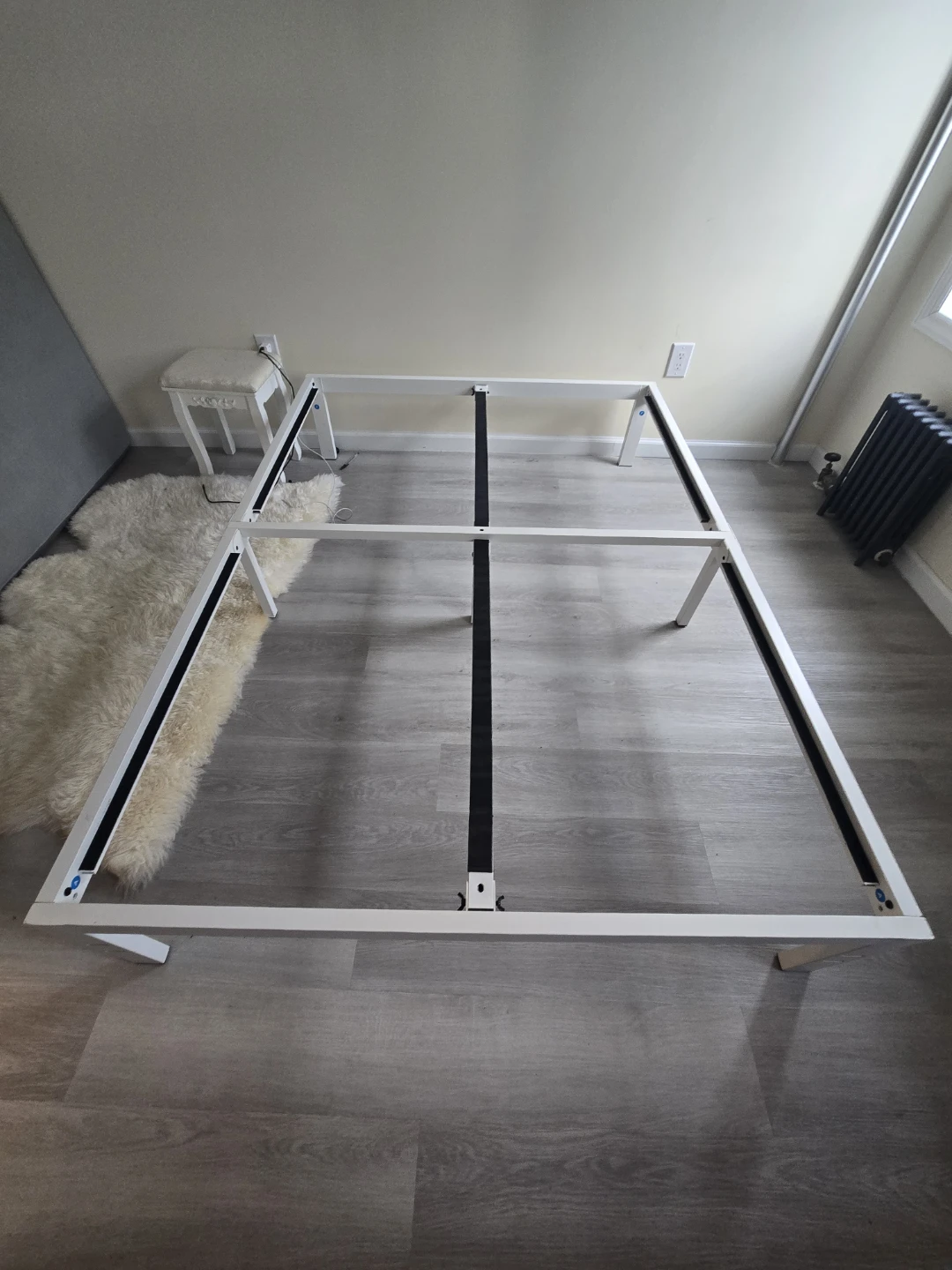 White Metal Bed Frame with Mattress (full size) - photo 3