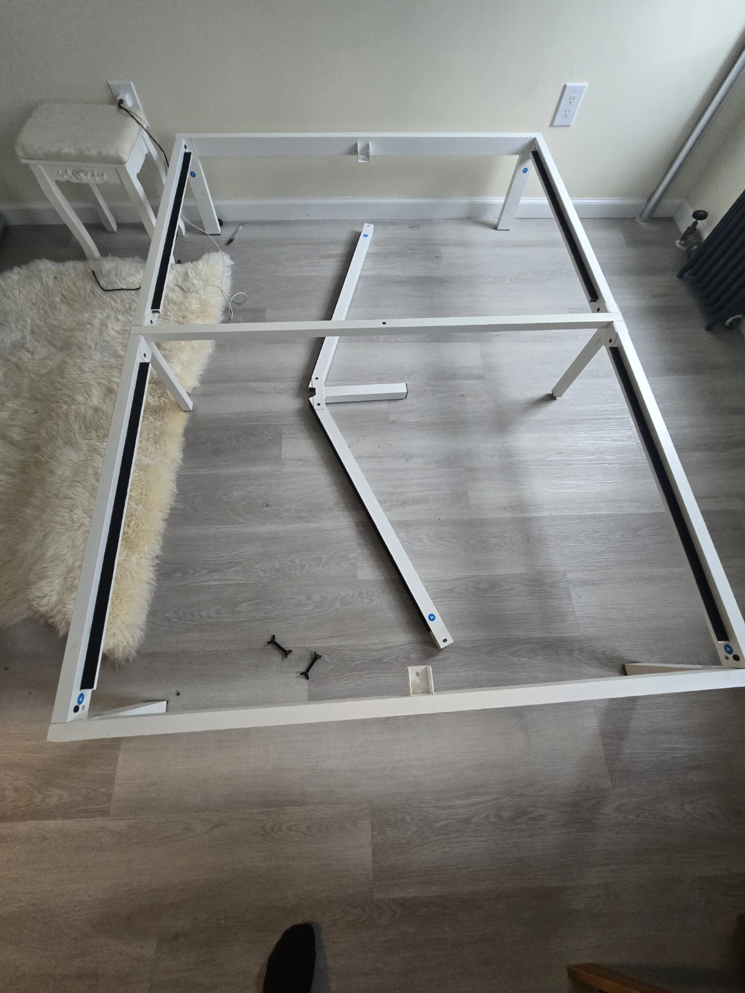 White Metal Bed Frame with Mattress (full size) - photo 4