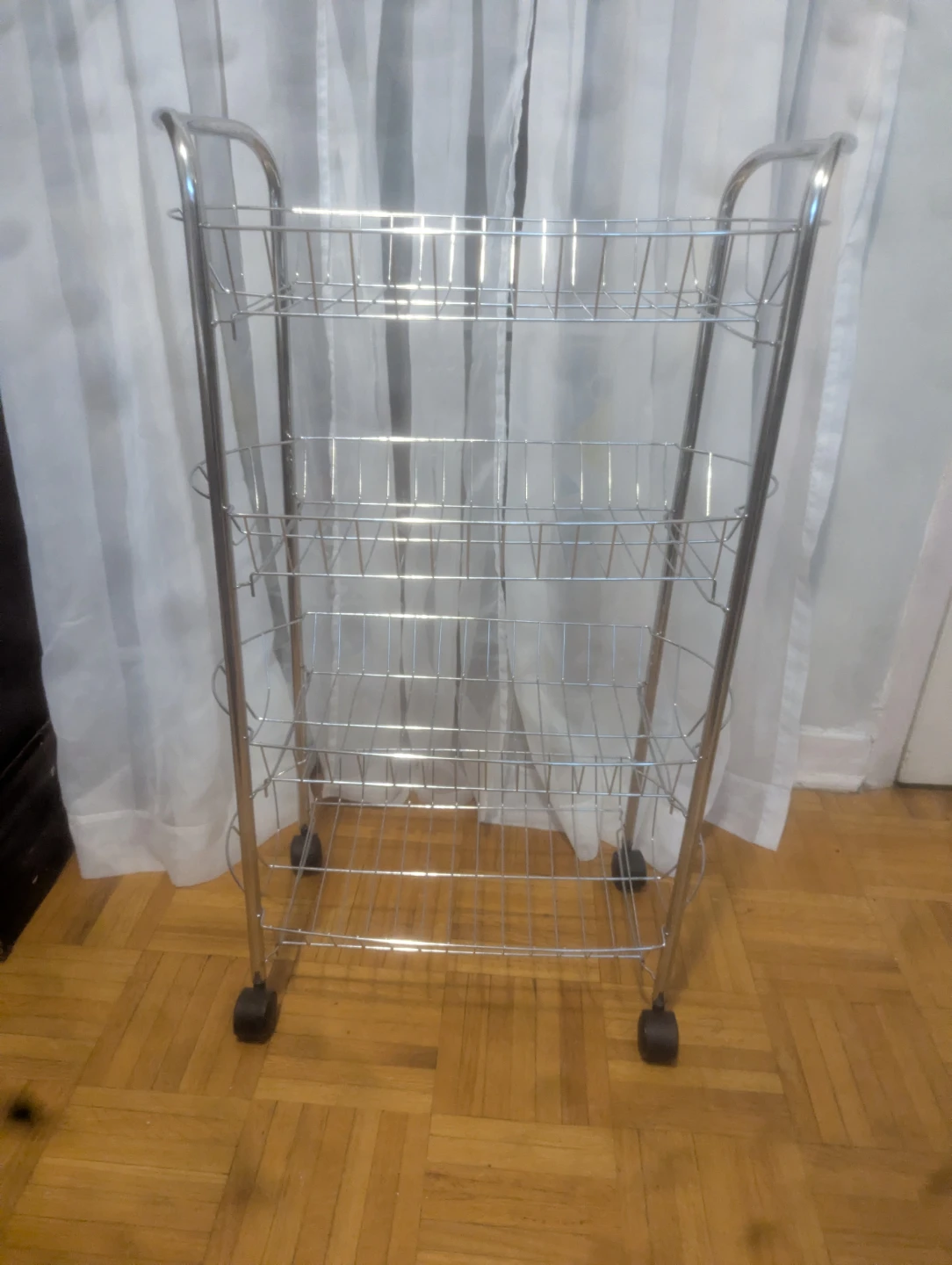 Rolling 4-Tier Wire Basket Cart