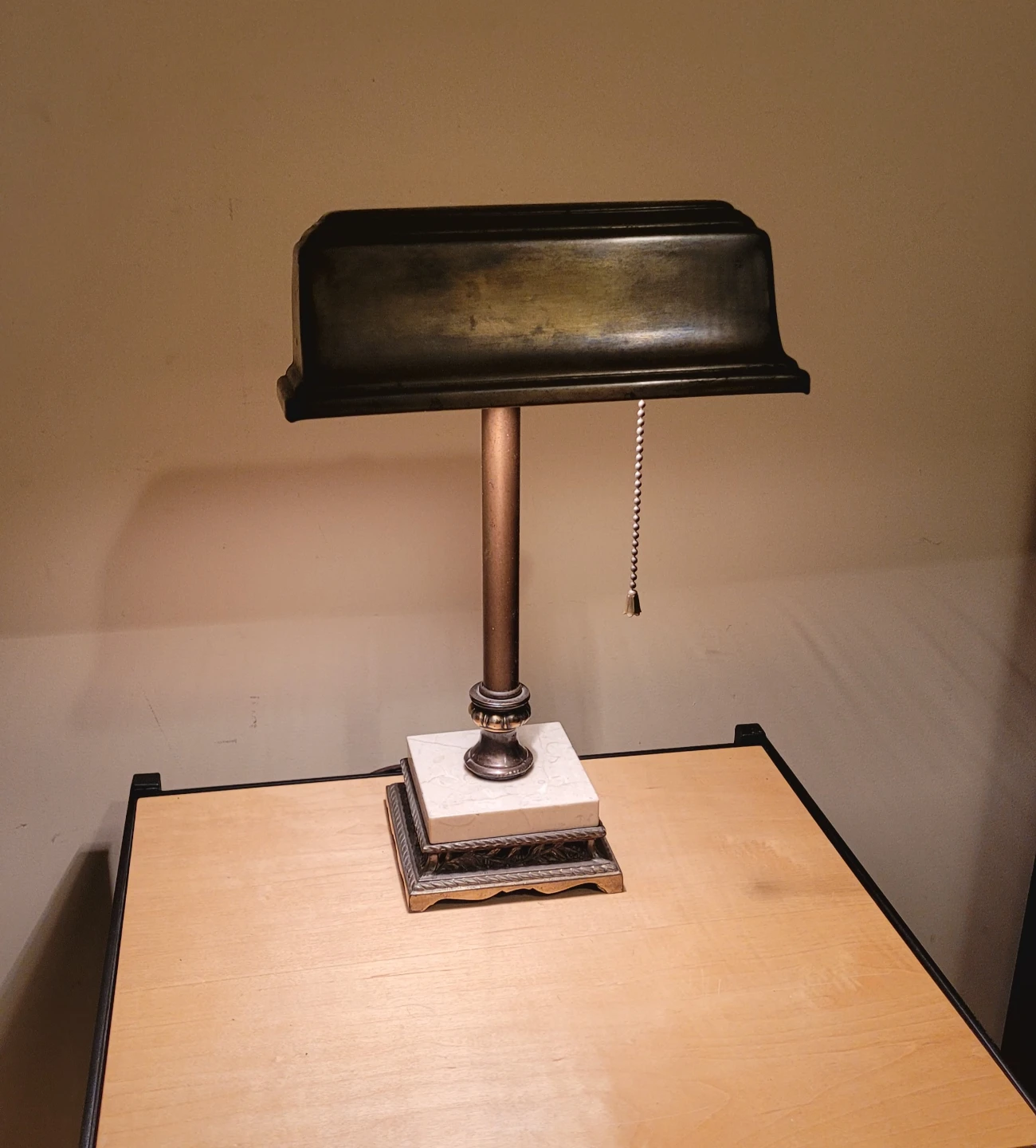 Bronze & Marble Bankers Lamp