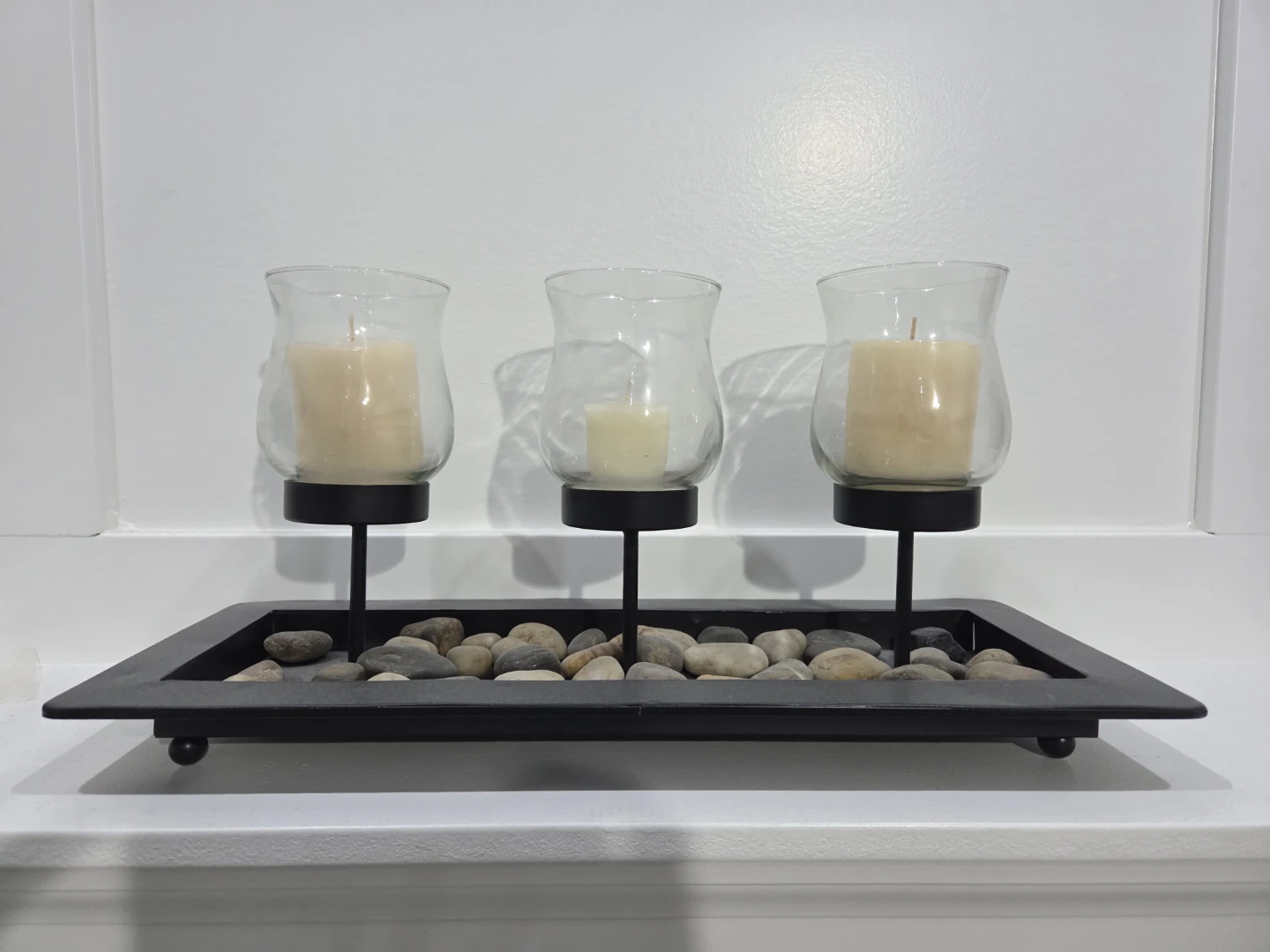 Candle Holder with Stones and Candles