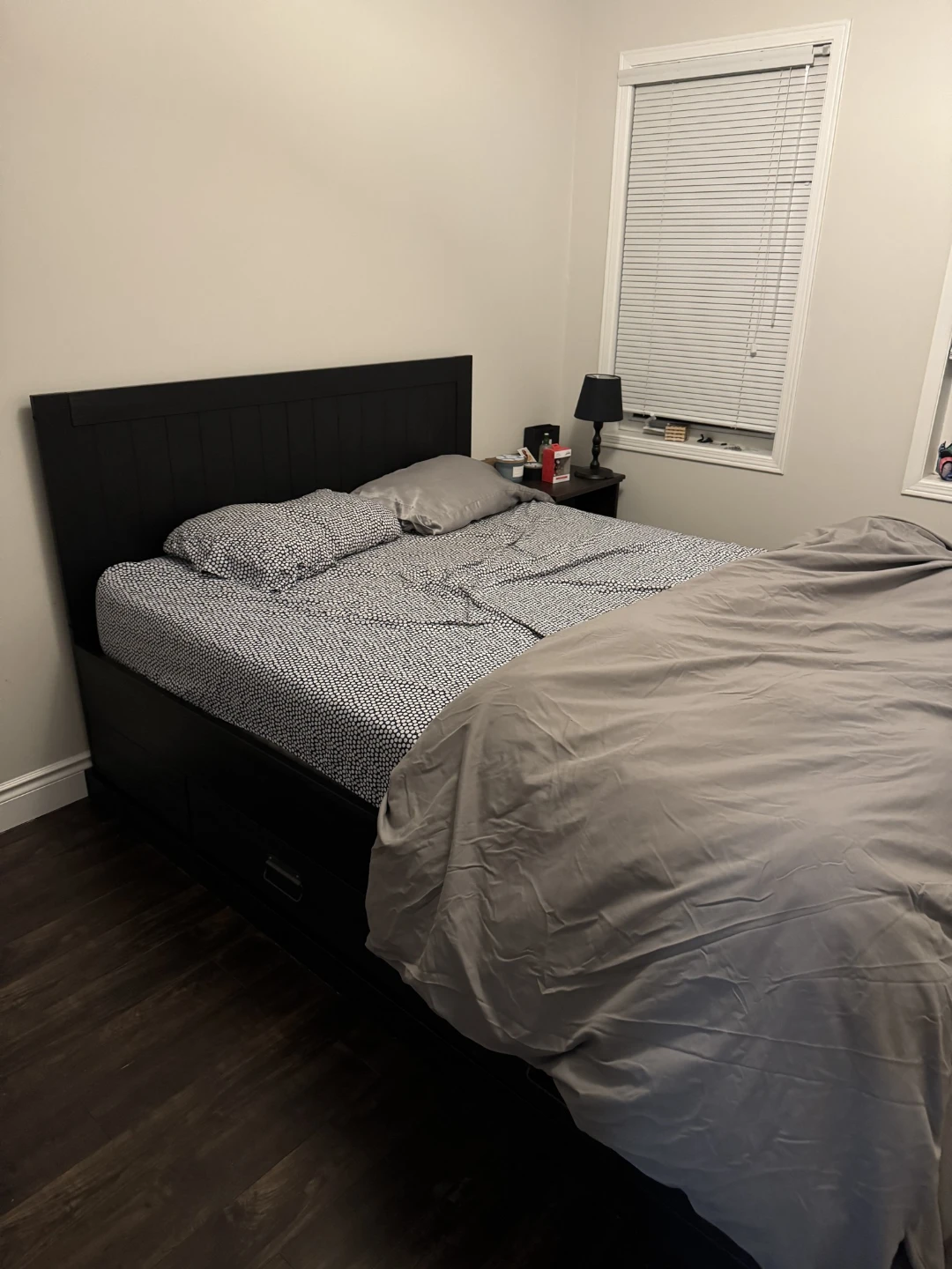 Black Queen Size Platform Bed Frame.   The Malm High from Ikea.