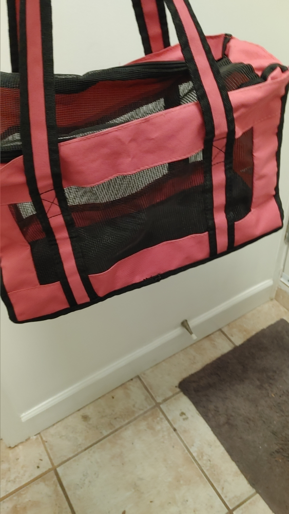 Pink Pet Carrier Bag with Mesh Panels