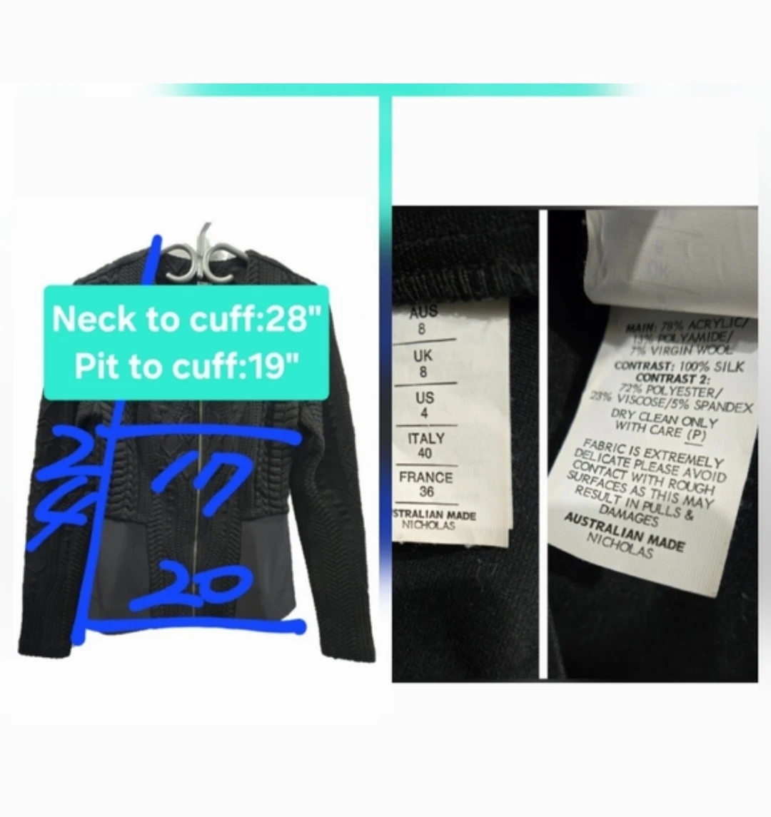 🏆 NICHOLAS Textured Mixed Media Jacket Size 4 - photo 2