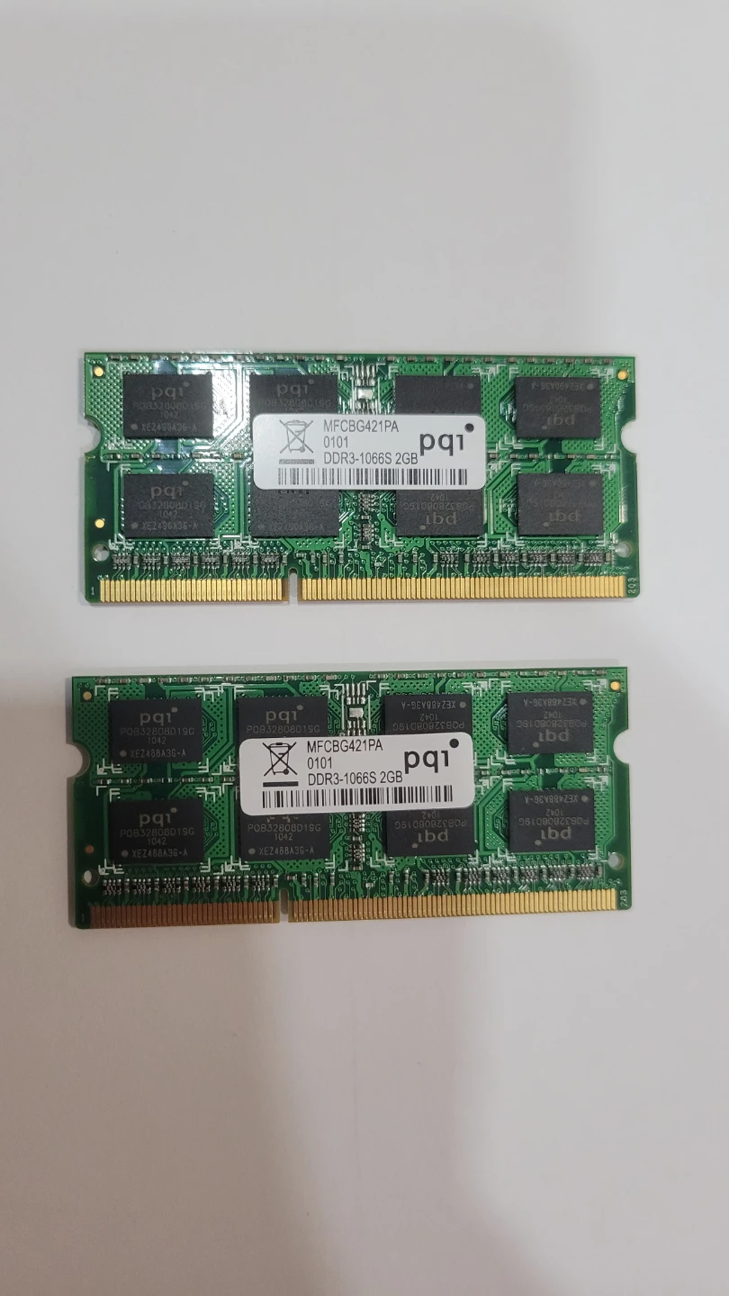 2x PQI 2GB DDR3 1066MHz SODIMM Laptop RAM Modules