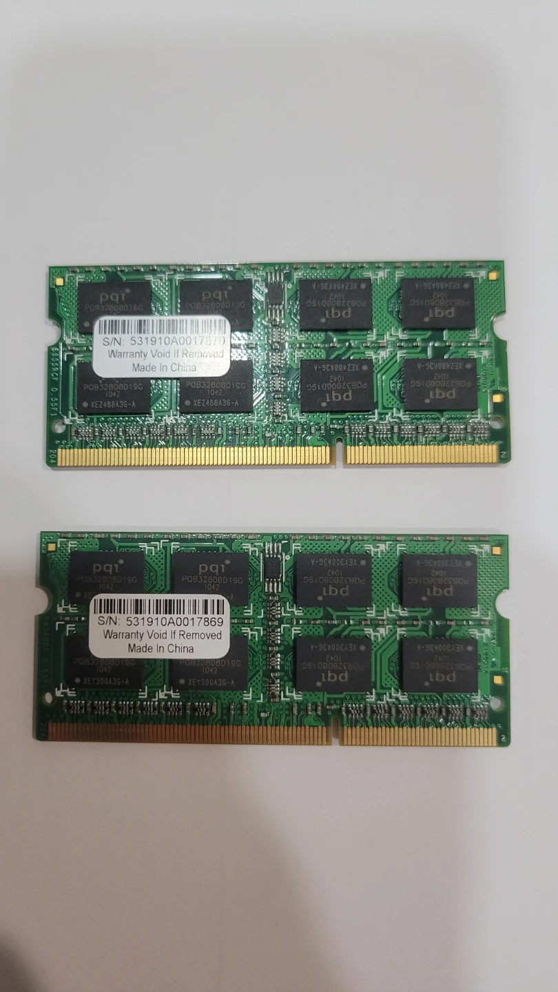 2x PQI 2GB DDR3 1066MHz SODIMM Laptop RAM Modules - photo 2