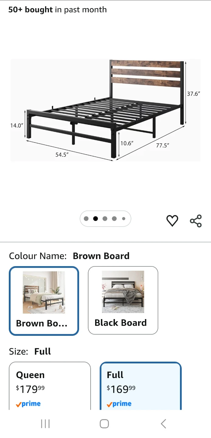 Full Bed Frame with Rustic Vintage Wood Headboard