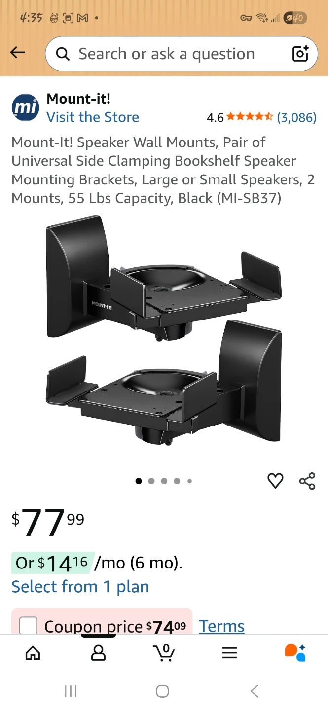 Speaker Wall Mounts - Black (2 Pack)