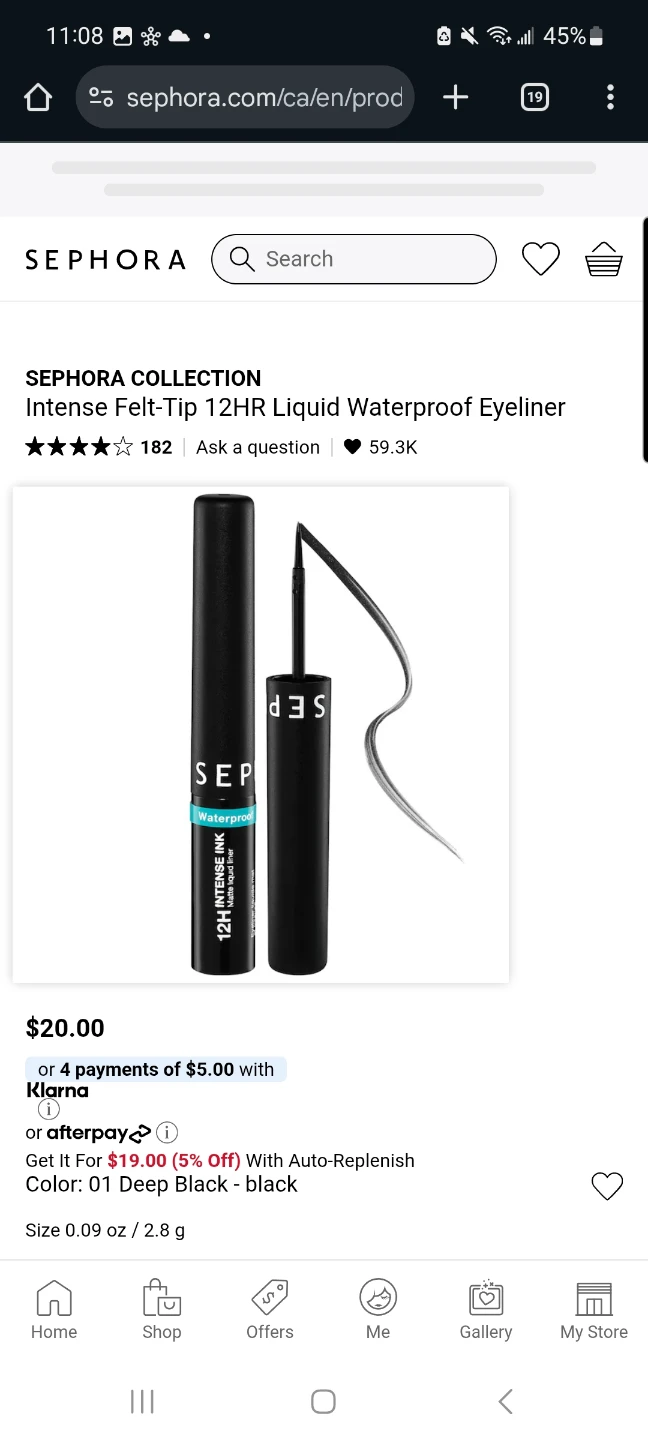 New x3 Sephora Felt-Tip Liquid Waterproof Eyeliner - Black 🏆