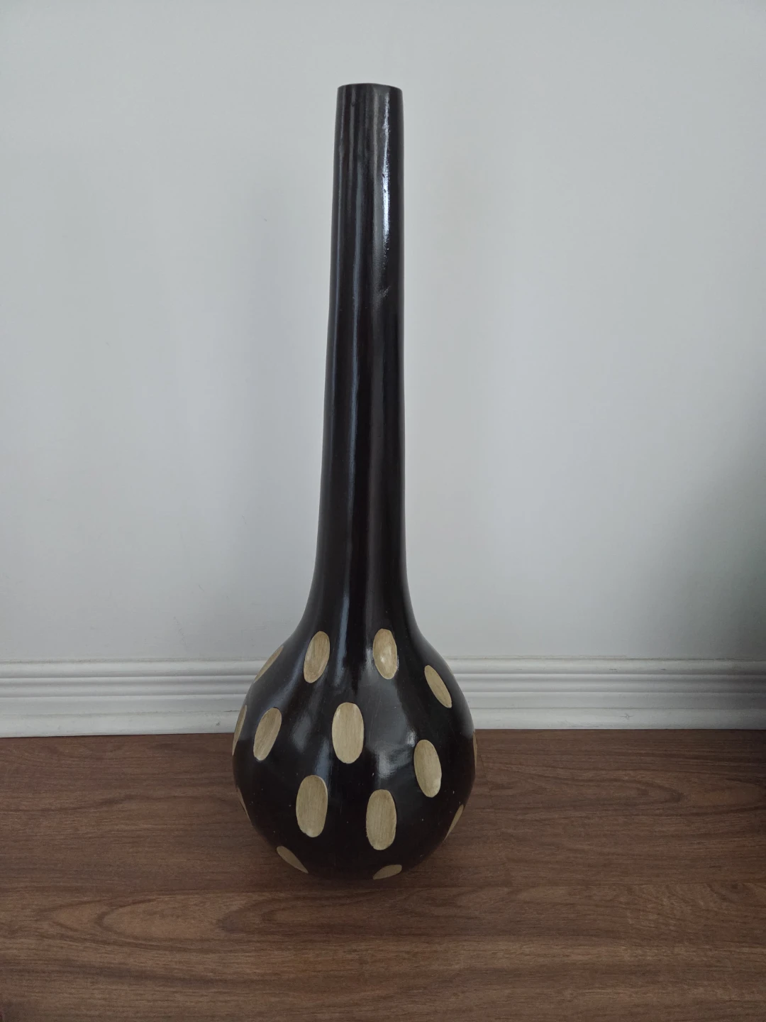 Tall Dark Brown Polka Dot Vase