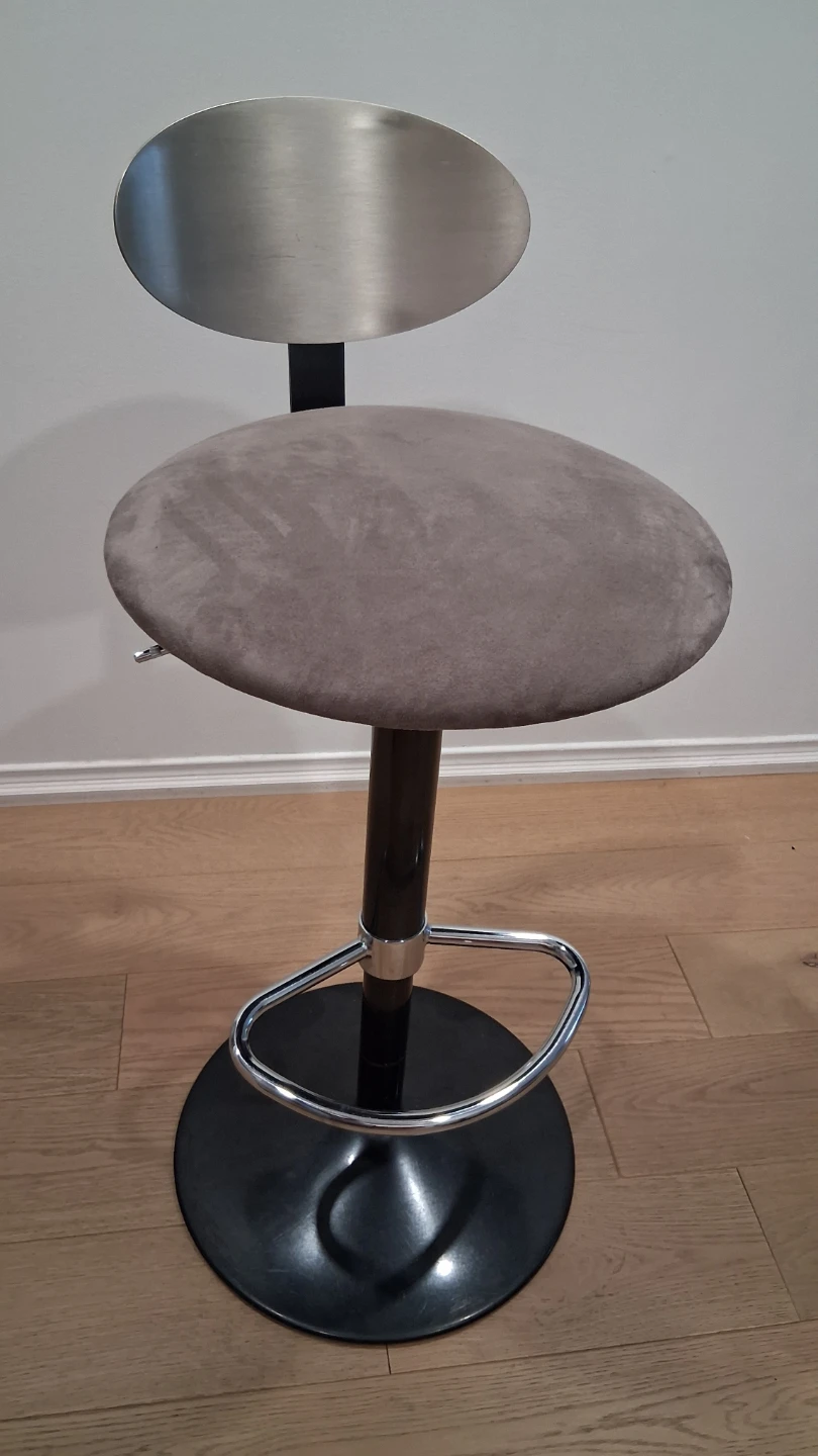 Hydraulic Bar Stool With Brushed Stainless Steel Back - photo 2