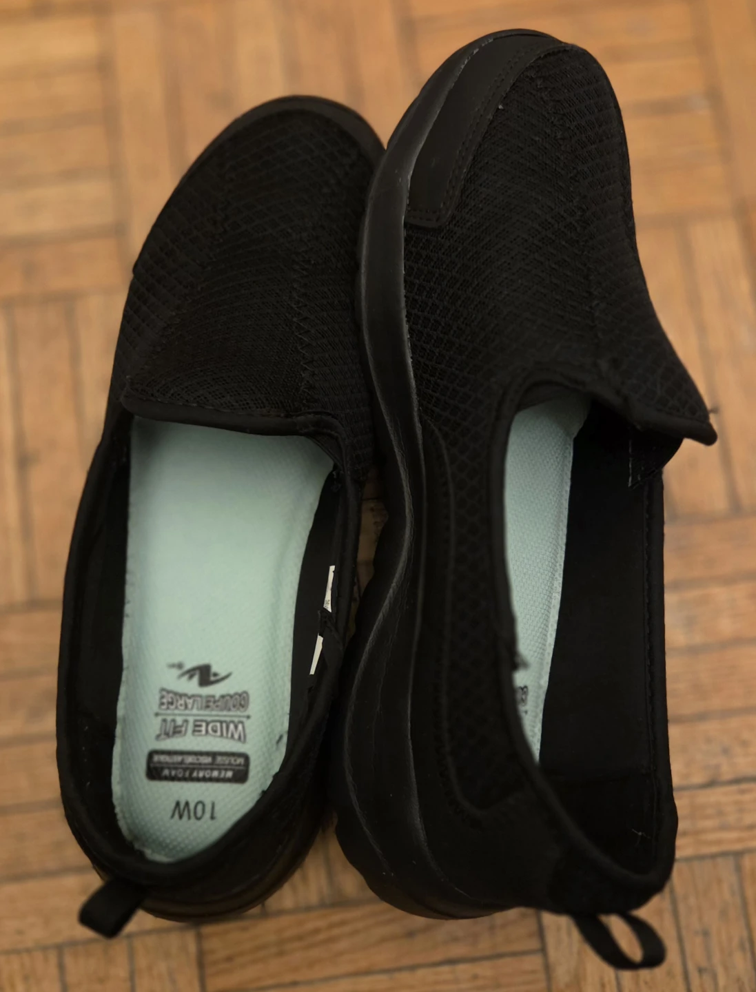🏆Athletic Works Black Slip-On Memory Foam Shoes - Size 10W