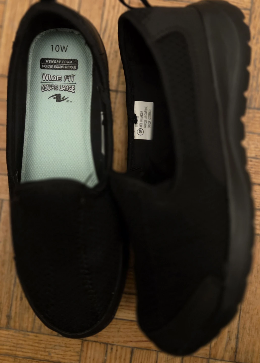 🏆Athletic Works Black Slip-On Memory Foam Shoes - Size 10W - photo 3