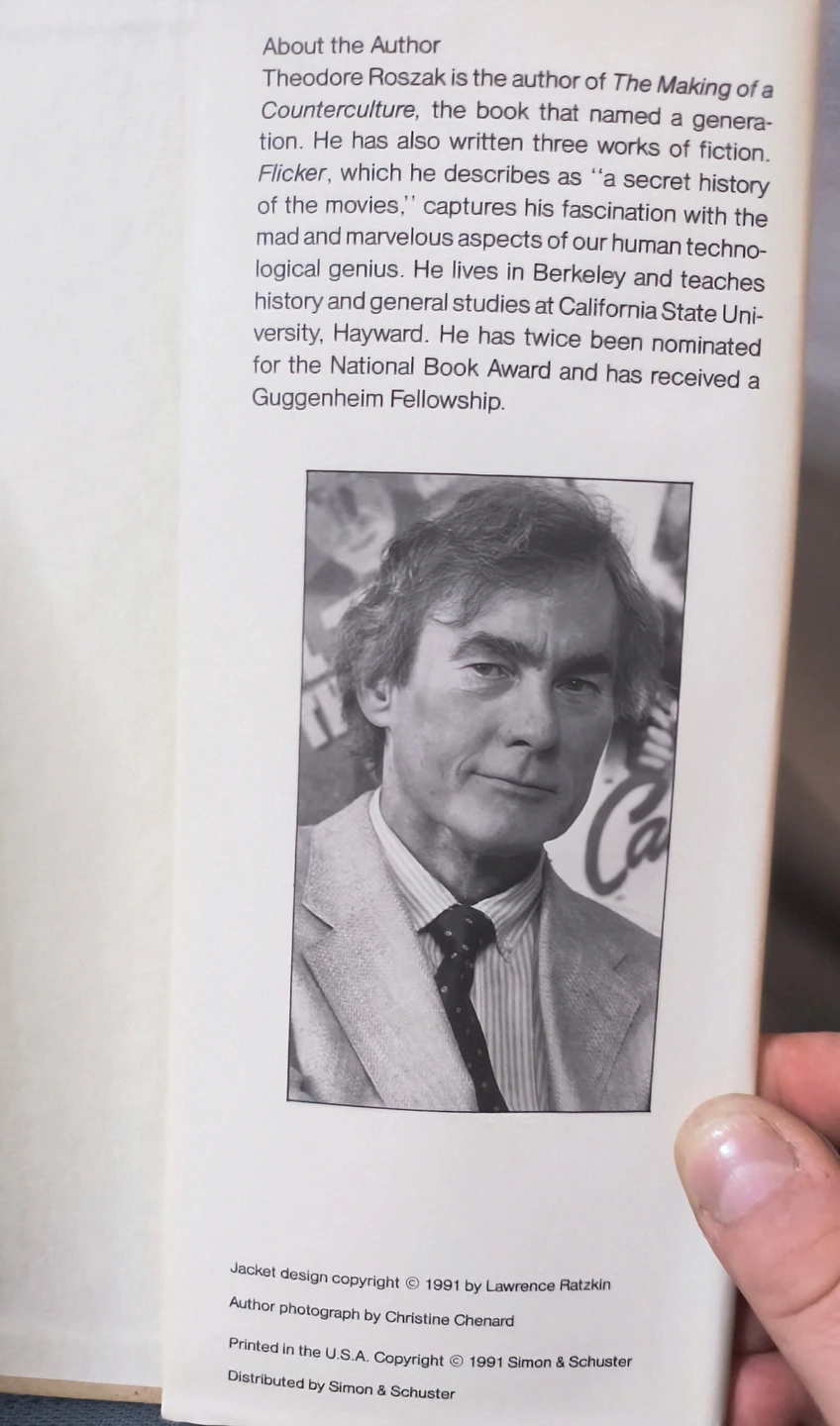Flicker: A Novel by Theodore Roszak, 1st edition - photo 4