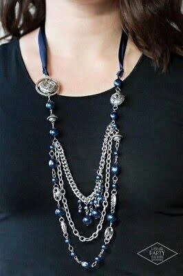 🏆 Paparazzi Blue Pearl and Silver Layered Necklace