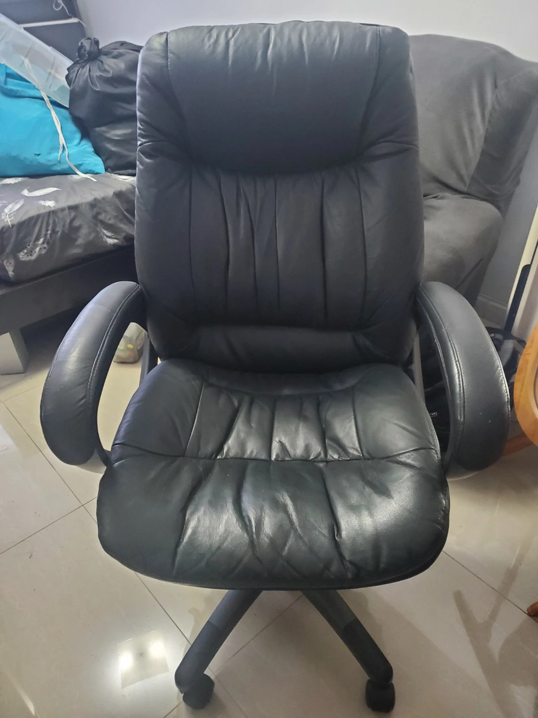 Black Faux Leather Office Chair