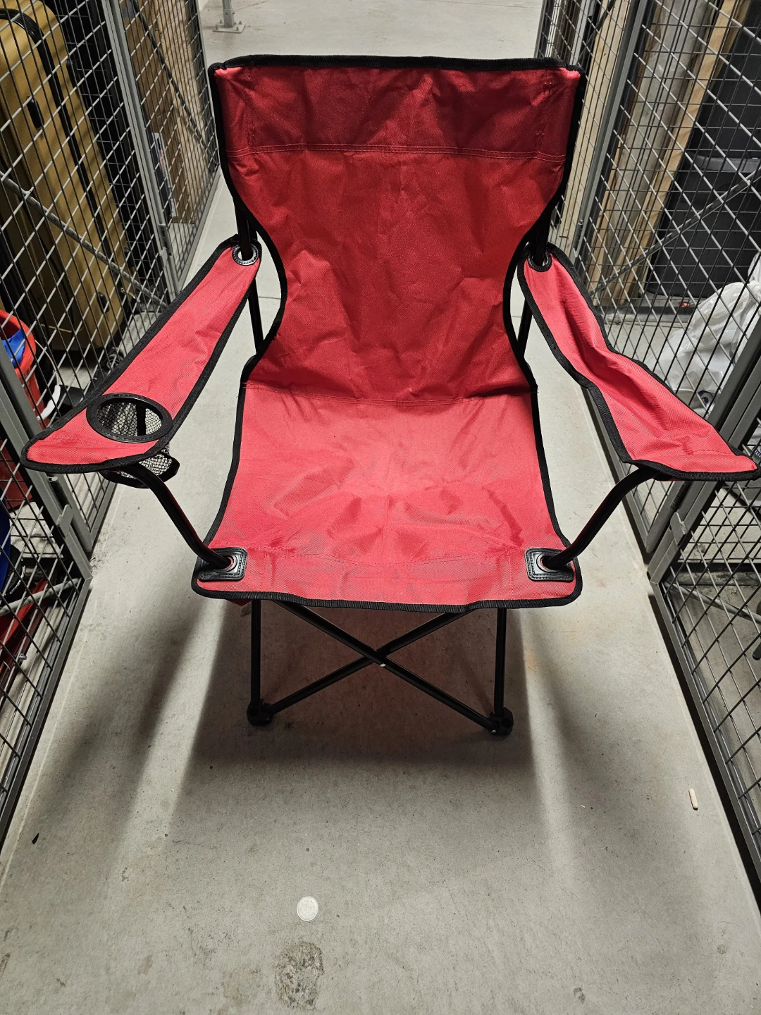 Red Folding Camping Chair with Cup Holder
