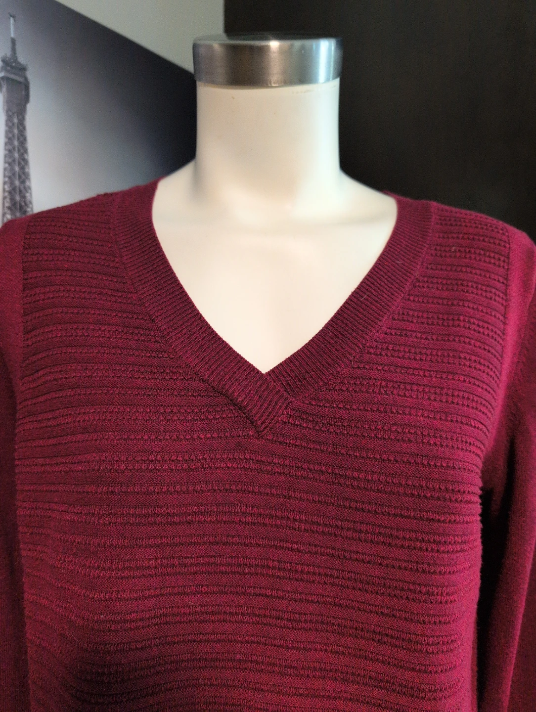 Hilary Radley V-Neck Sweater - Burgundy - Medium - photo 3