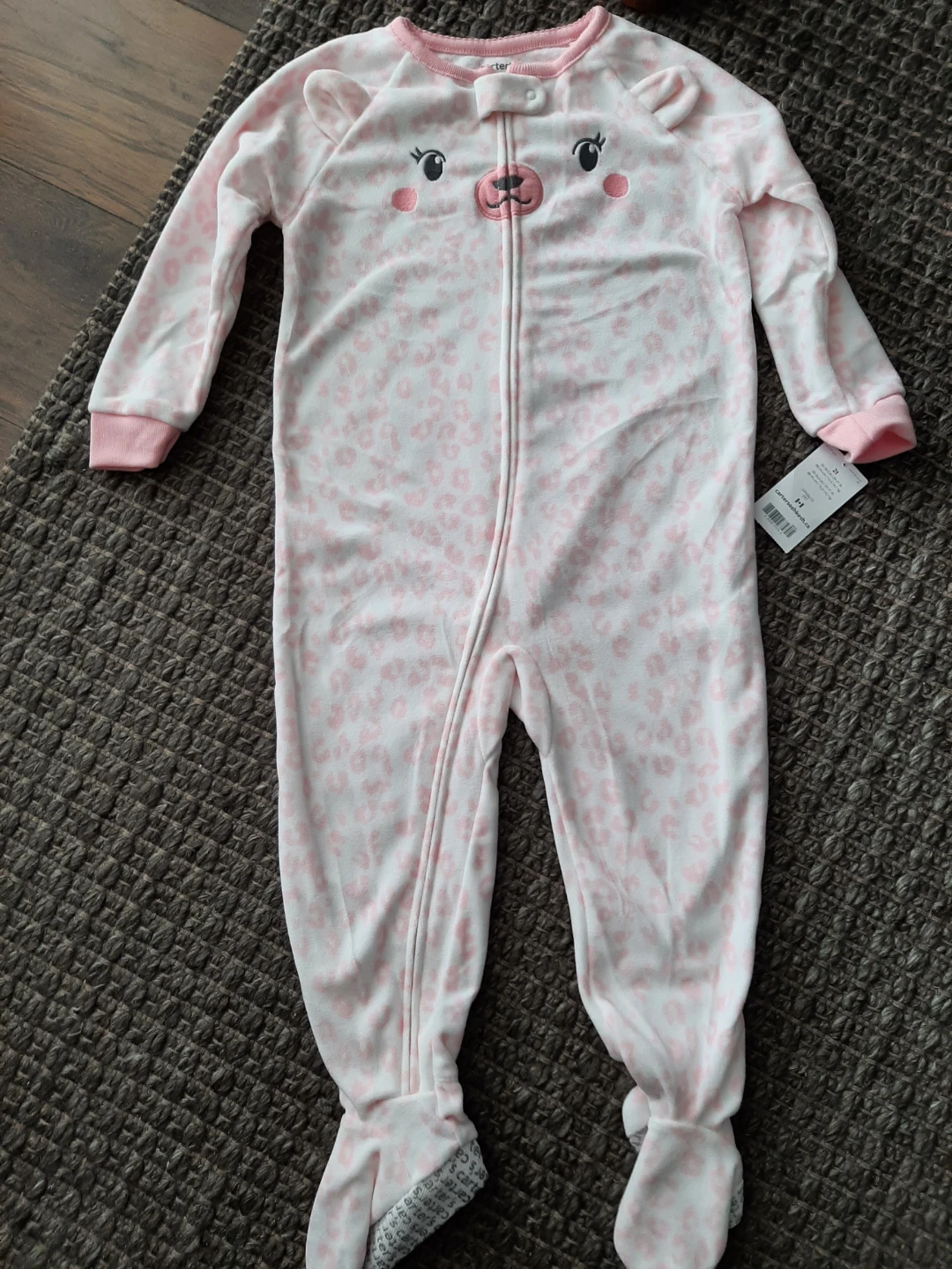 BNWT Carter's 2T Pink Bear Footed Pajamas
