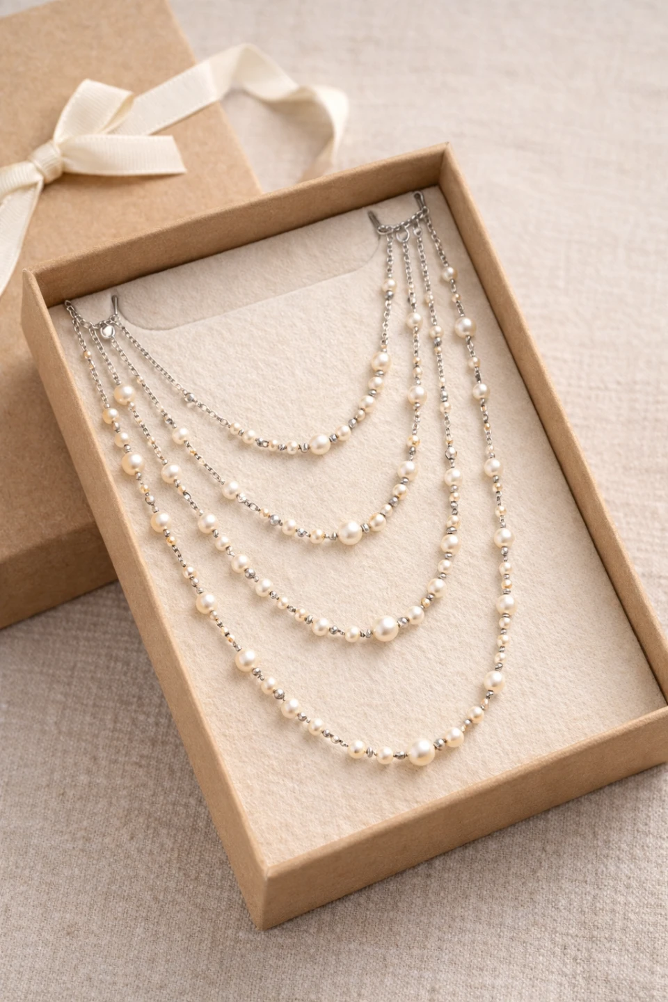 Multi-Layered Faux Pearl & Black Bead Necklace - photo 5
