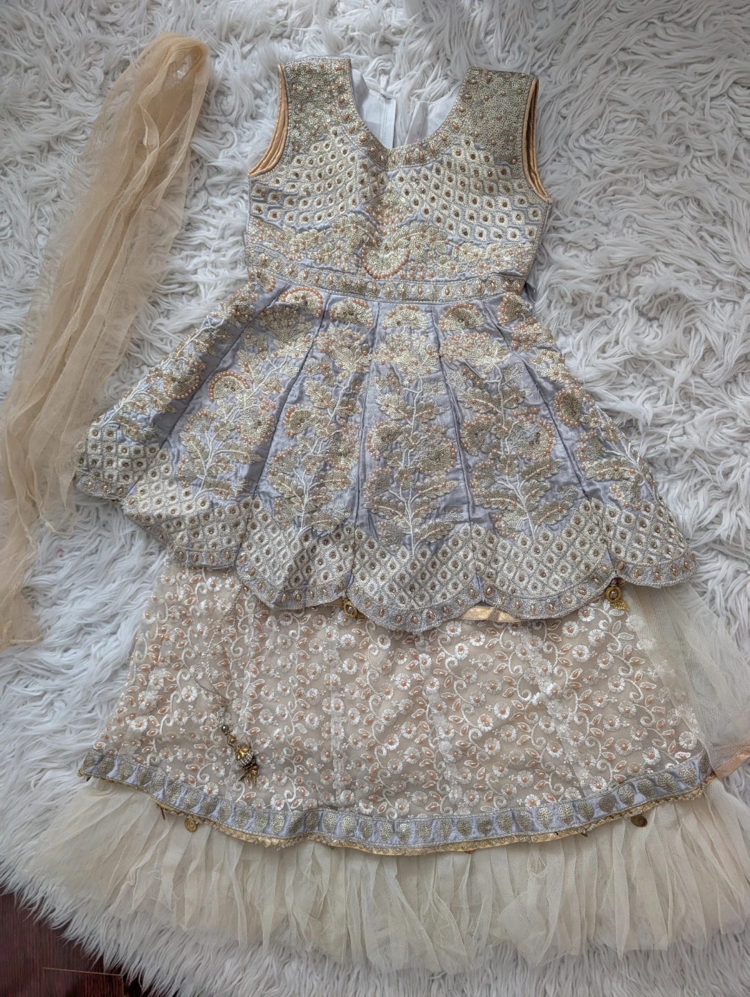 Kids Embellished Peplum Top and lehnga Set