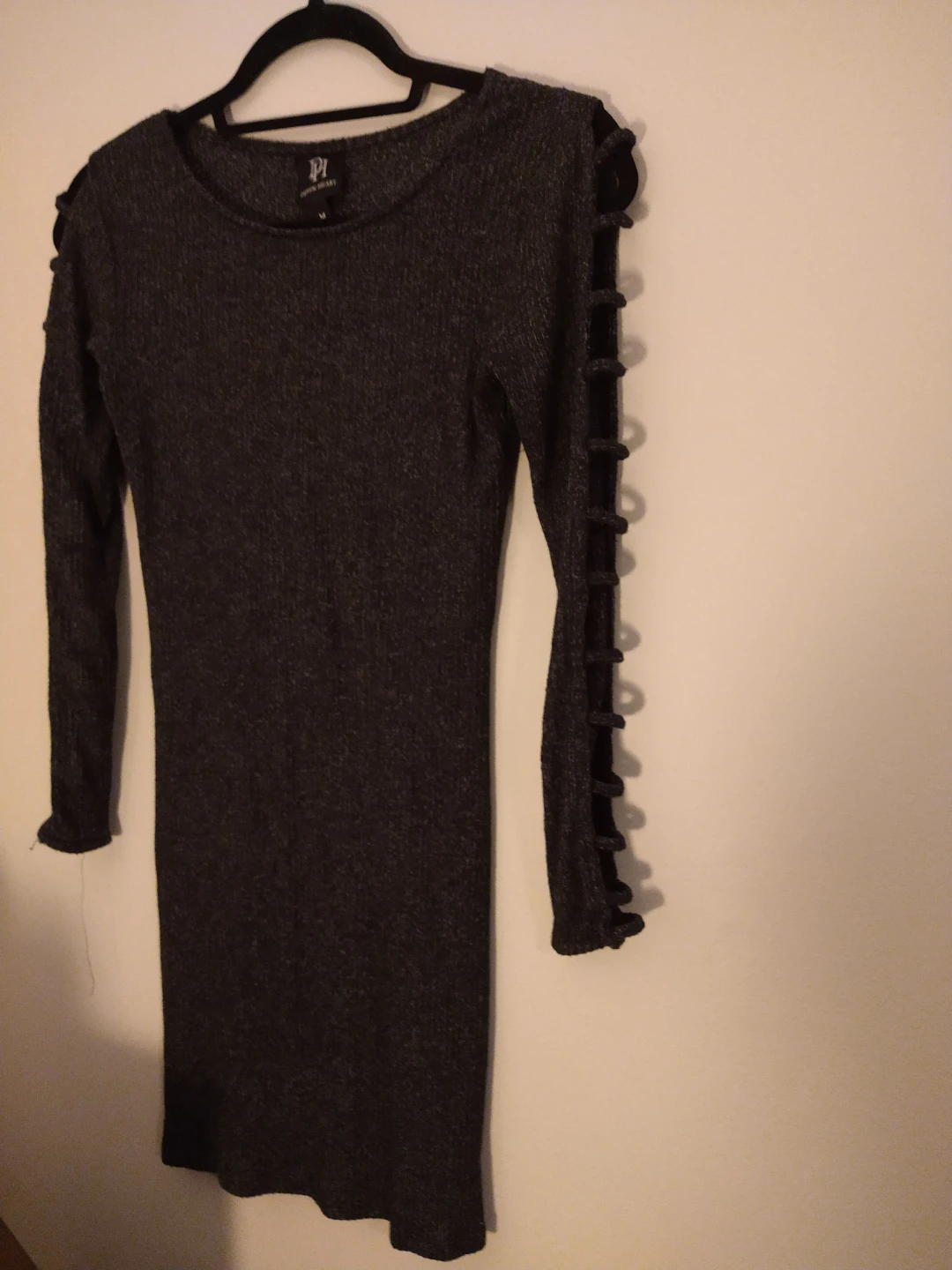 Derek Heart Grey long sleeve bodycon dress cut out sleeves