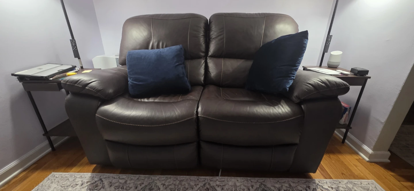 Brown Leather Loveseat Recliner with USB Ports - photo 2