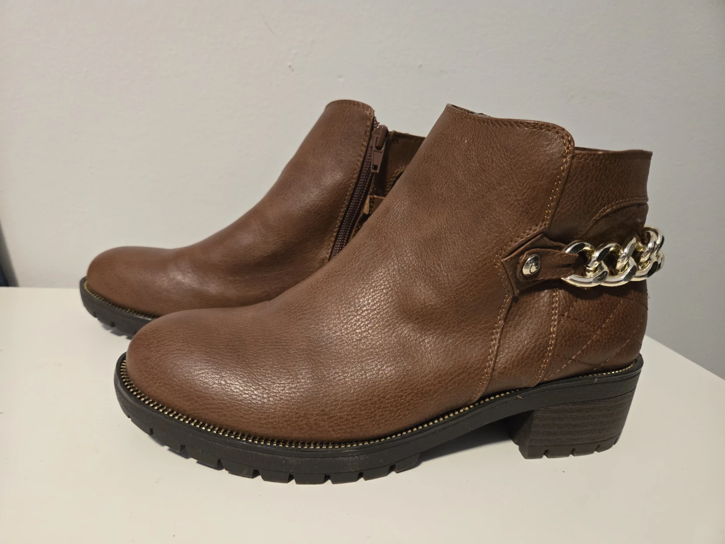 G by Guess Brown Chain Detail Ankle Boots