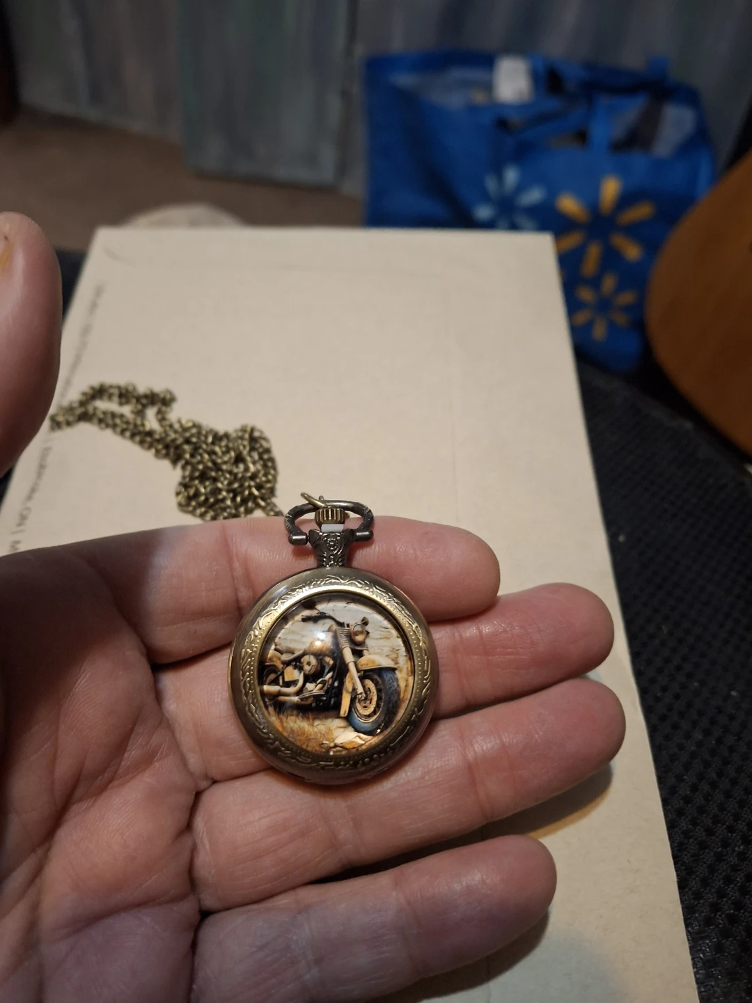 Pocket Watch with Motorcycle Design