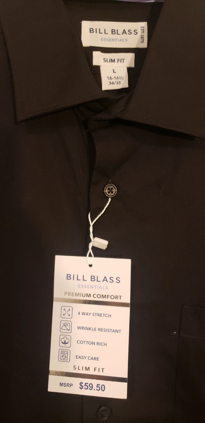 Bill Blass Essentials Men's Slim Fit Dress Shirt Large