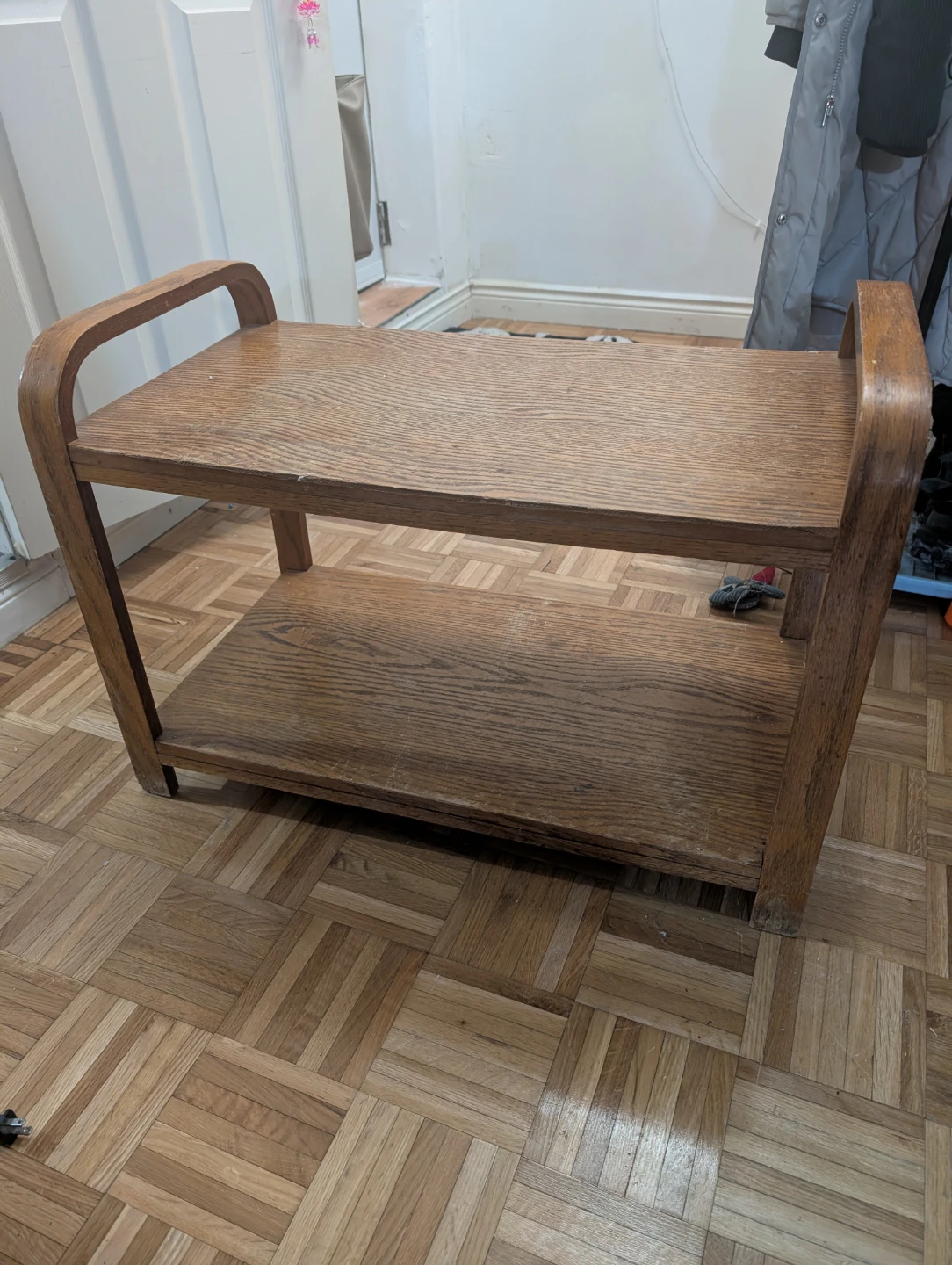 Wooden Two-Tiered Shelf Unit