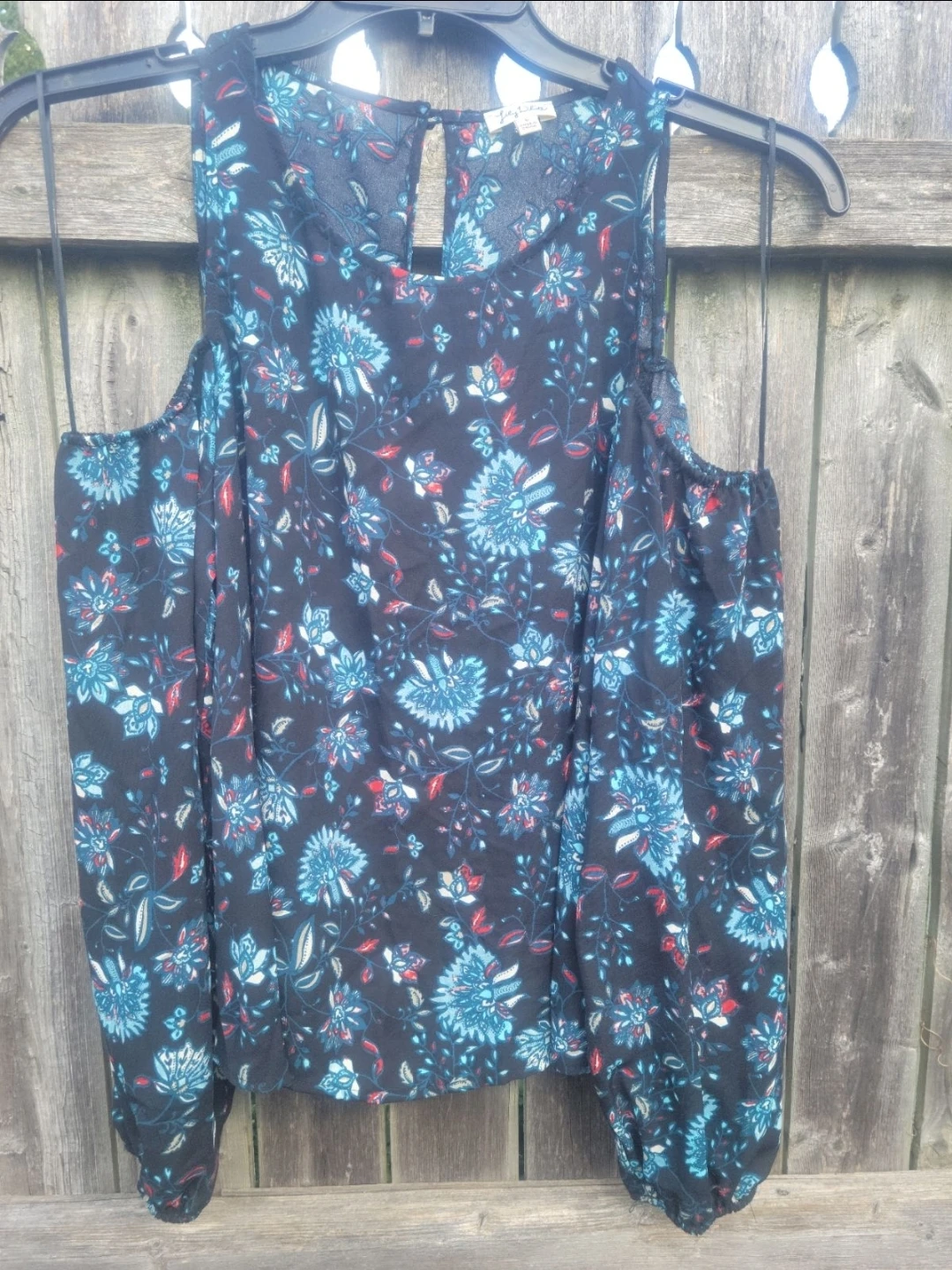 Lily White Cold Shoulder Floral Blouse - Size S