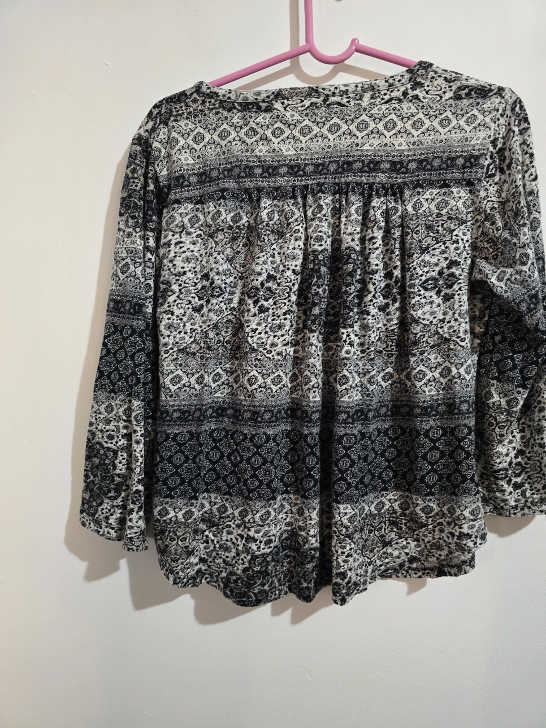 Boho Paisley Print Long Sleeve Lace-Up Blouse - photo 5