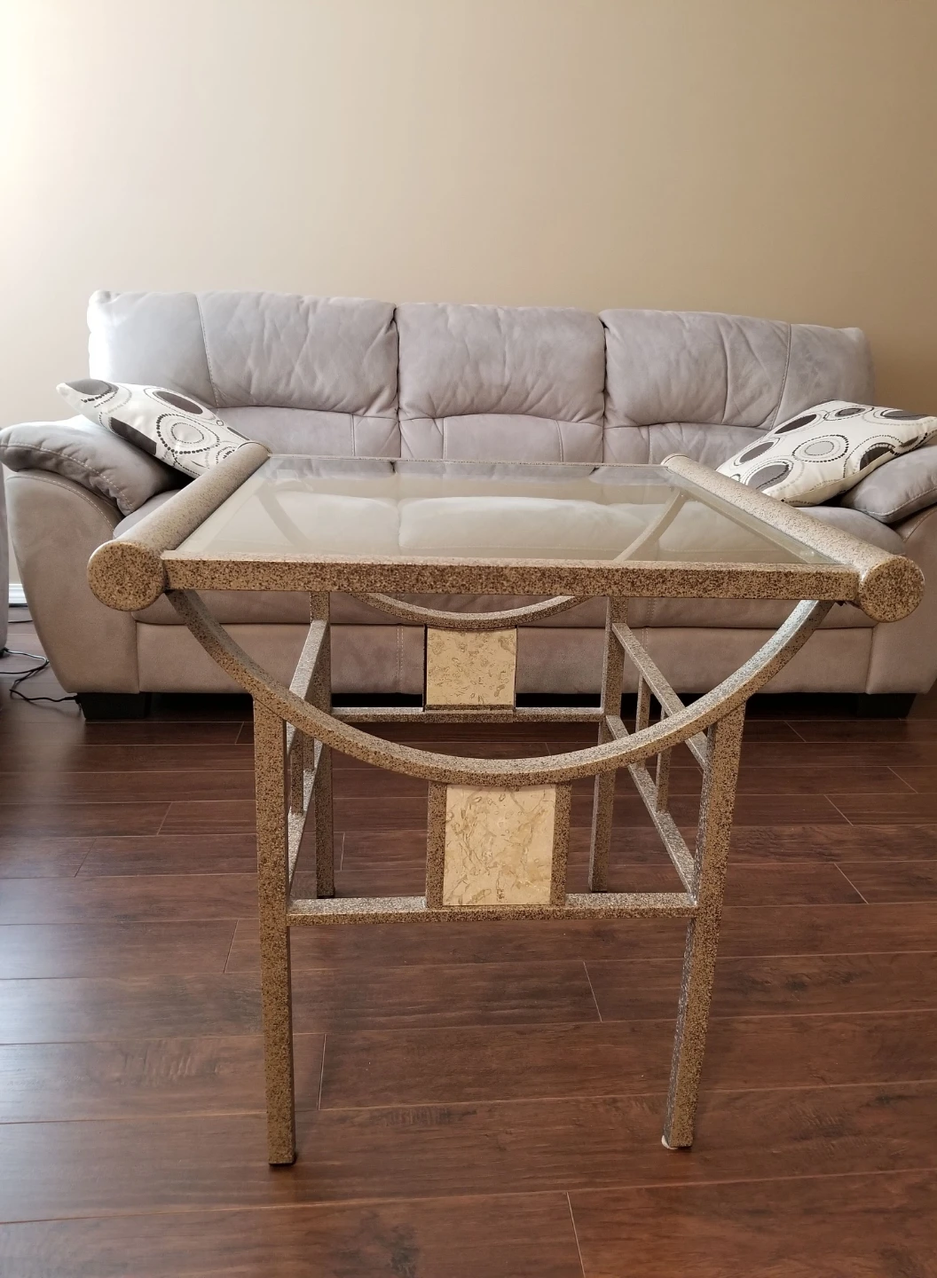 Glass Top Coffee Table with Metal Frame & Tile Inserts - photo 3