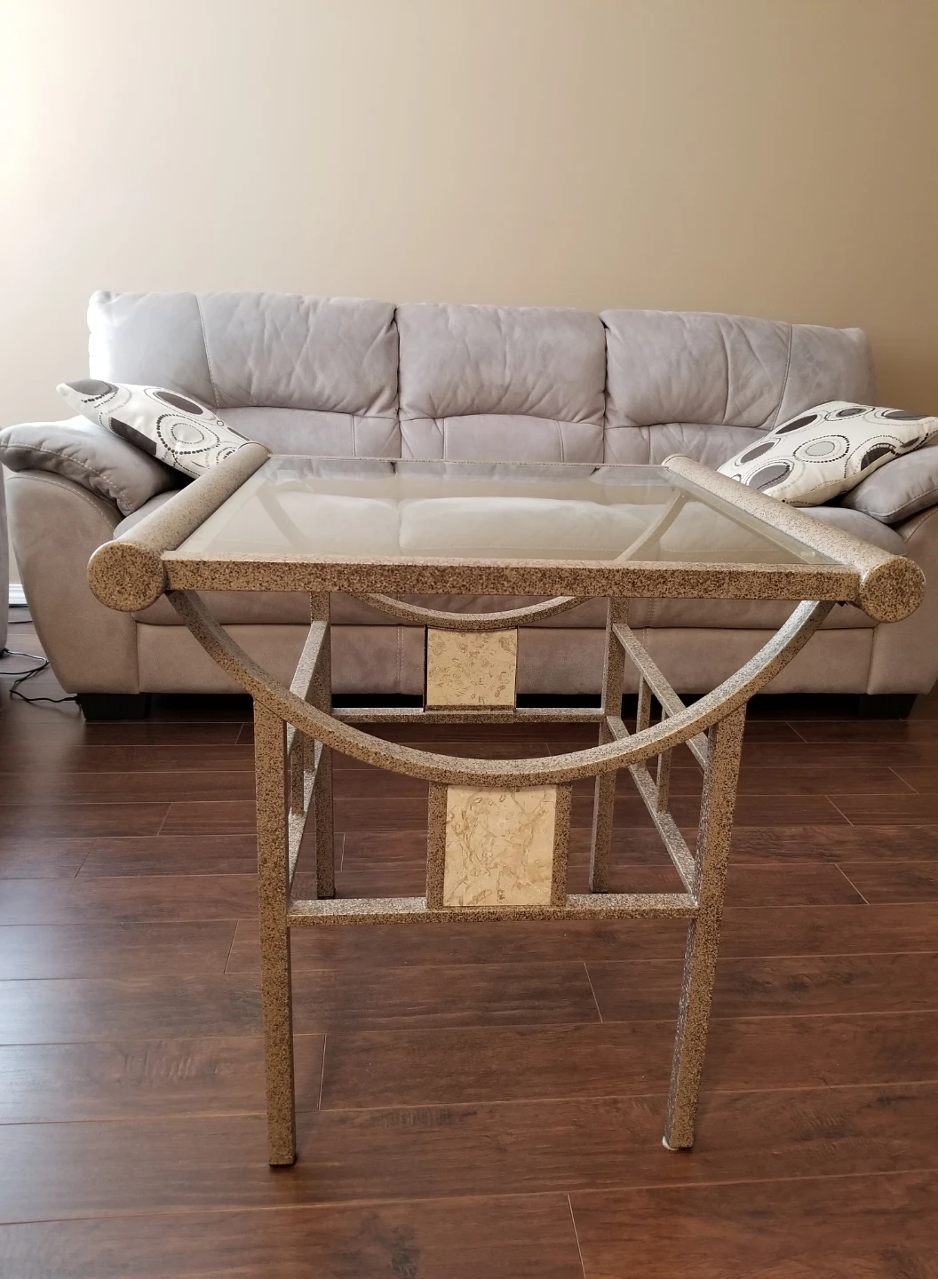 Glass Top Coffee Table with Metal Frame & Tile Inserts - photo 4