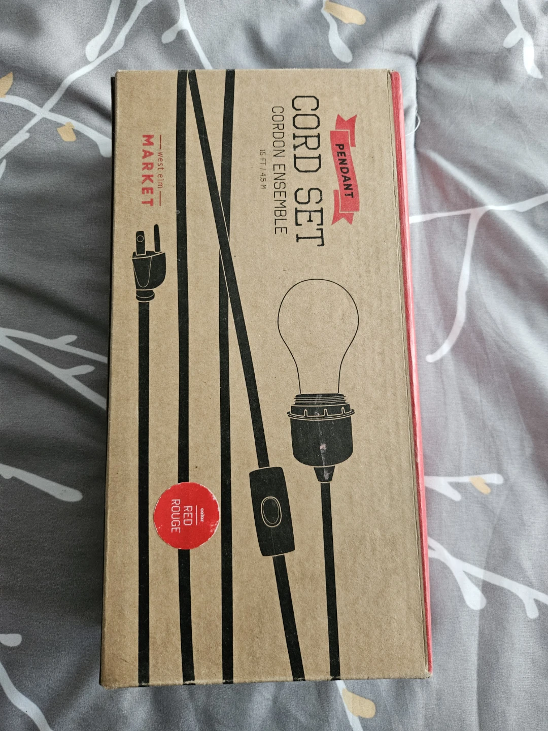 West Elm Plug In Light Pendant Cord Set - Red